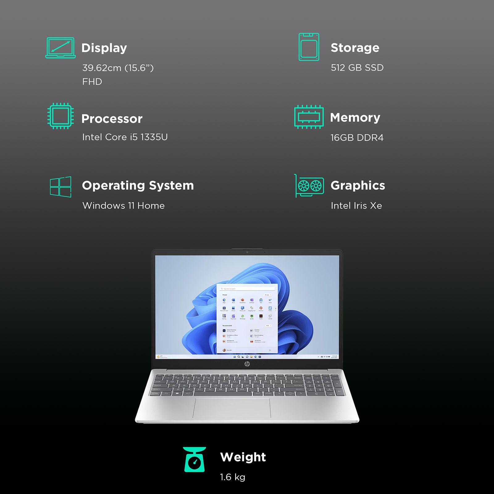 HP 15-fd0013TU Intel Core i5 13th Gen (15.6 inch, 16GB, 512GB, Windows 11 Home, MS Office 2021, Intel Iris Xe, FHD Display, Natural Silver, 7P705PA) HP 15-fd0013TU Intel Core i5 13th Gen (15.6 inch, 16GB, 512GB, Windows 11 Home, MS Office 2021, Intel Iris Xe, FHD Display, Natural Silver, 7P705PA)_3