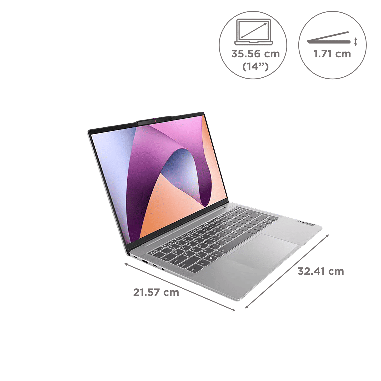 Lenovo IdeaPad Slim 5 Light 14ABR8 AMD Ryzen 5 (14 inch, 16GB, 512GB, Windows 11 Home, MS Office 2021, AMD Radeon, Full HD IPS Display, Cloud Grey, 82XS002RIN)_2