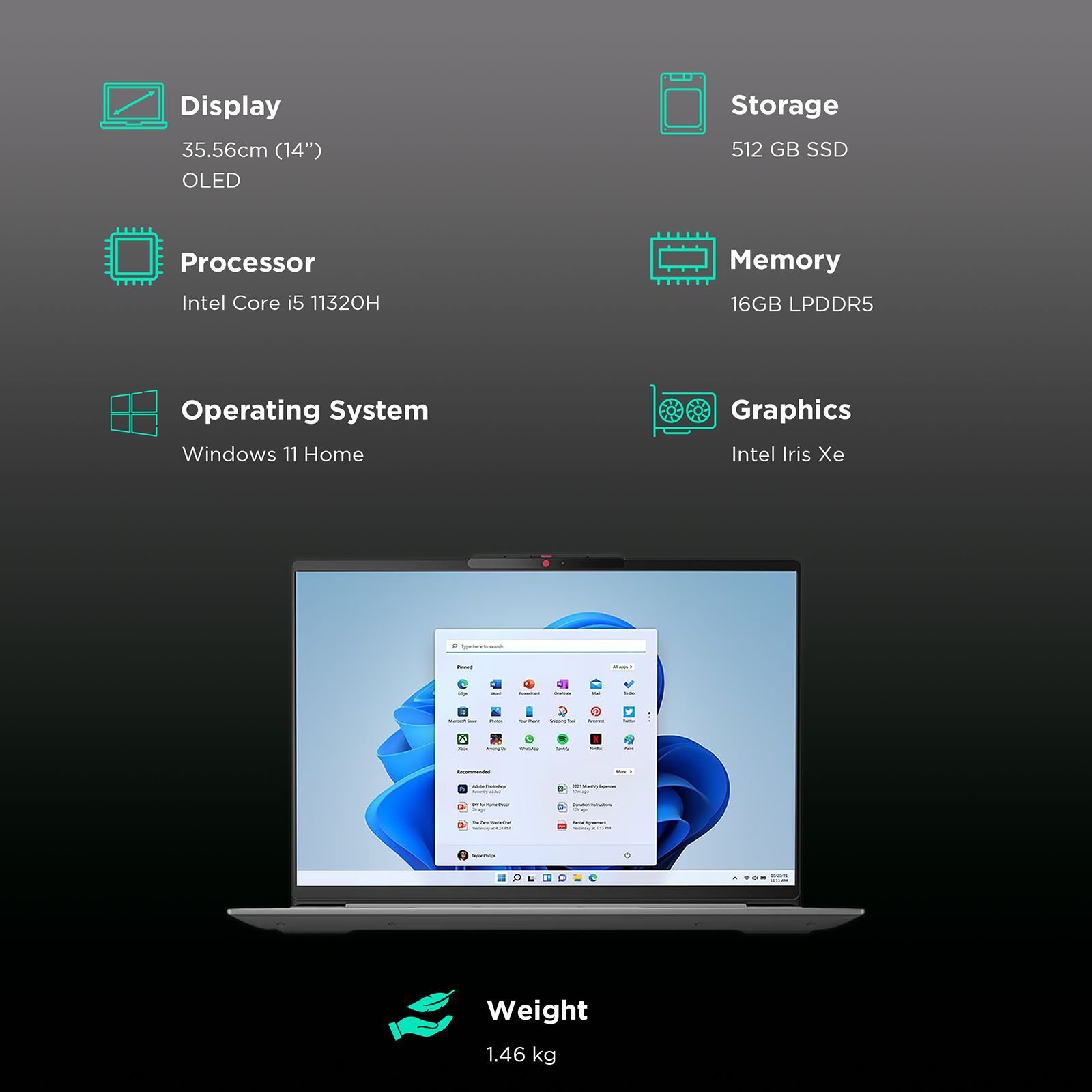 Lenovo IdeaPad Slim 5 14IRL8 Intel Core i5 13th Gen (14 inch, 16GB, 512GB, Windows 11 Home, MS Office 2021, Intel UHD Graphics, WUXGA IPS Display, Cloud Grey, 82XD003PIN)_3