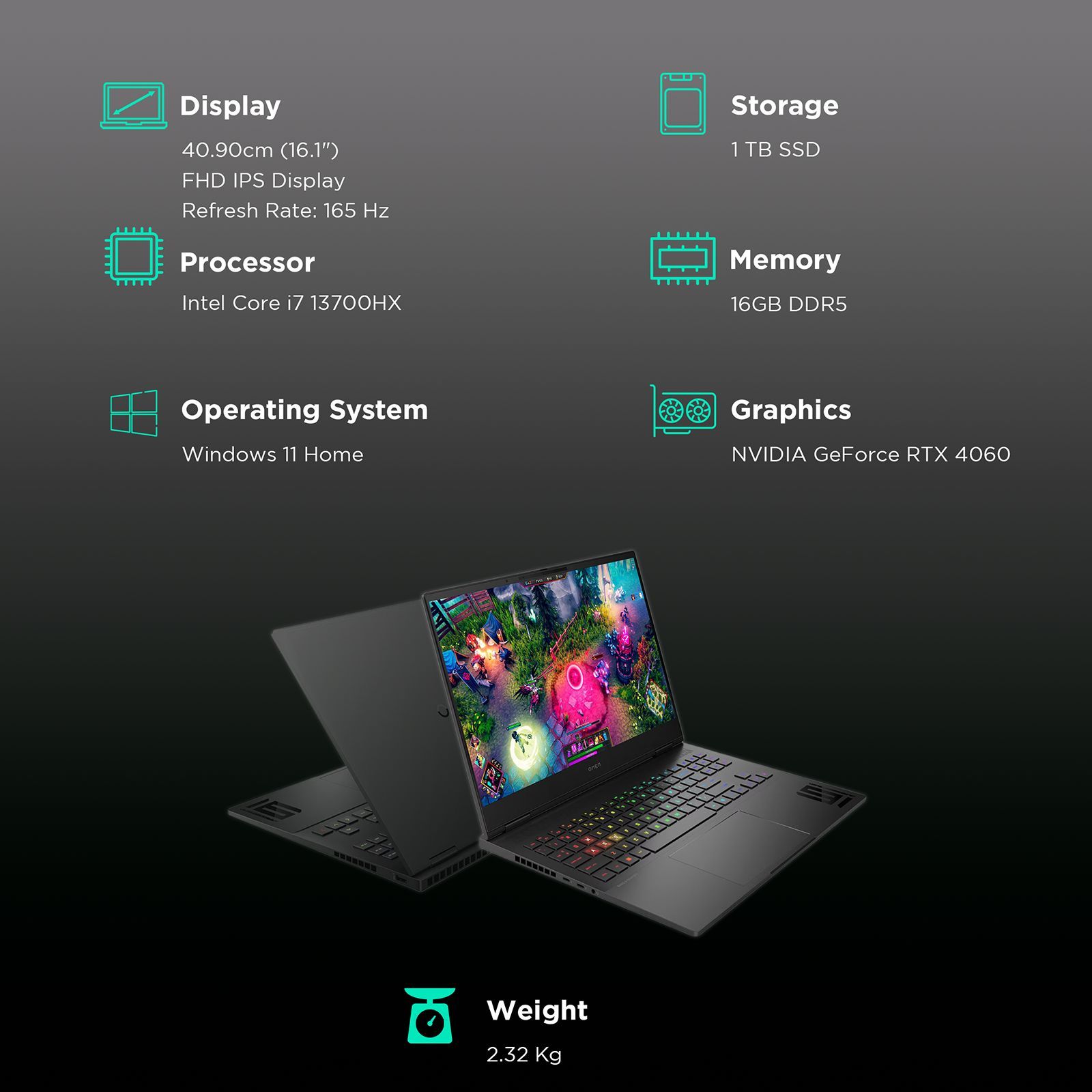 HP OMEN 16-wf0111TX Intel Core i7 13th Gen (16.1 inch, 16GB, 1TB, Windows 11 Home, MS Office 2021, NVIDIA GeForce RTX 4060, FHD, Shadow Black, 8L8Q7PA) HP OMEN 16-wf0111TX Intel Core i7 13th Gen (16.1 inch, 16GB, 1TB, Windows 11 Home, MS Office 2021, NVIDIA GeForce RTX 4060, FHD, Shadow Black, 8L8Q7PA)_3