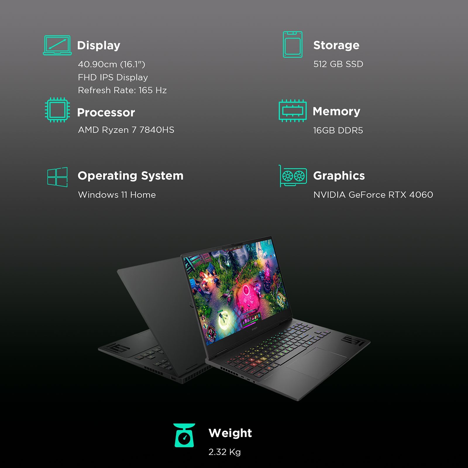 HP OMEN 16-xf0059AX AMD Ryzen 7 (16.1 inch, 16GB, 512GB, Windows 11 Home, MS Office 2021, NVIDIA GeForce RTX 4060, Full HD IPS Display, Shadow Black, 8L8Q8PA) HP OMEN 16-xf0059AX AMD Ryzen 7 (16.1 inch, 16GB, 512GB, Windows 11 Home, MS Office 2021, NVIDIA GeForce RTX 4060, Full HD IPS Display, Shadow Black, 8L8Q8PA)_3