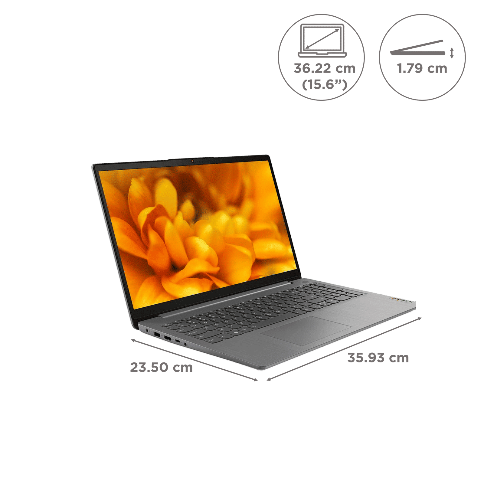 Lenovo IdeaPad Slim 3 15AMN8 AMD Ryzen 5 (15.6 inch, 8GB, 512GB, Windows 11 Home, MS Office 2021, AMD Radeon 610M, FHD IPS Display, Arctic Grey, 82XQ008UIN)_2