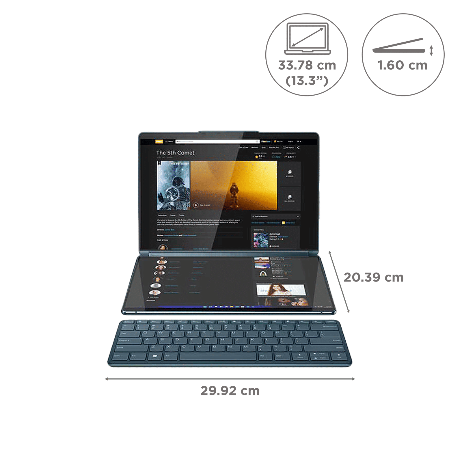 Lenovo Yoga Book 9 13IRU8 Intel Core i7 13th Gen (13.3 inch, 16GB, 1TB, Windows 11 Home, MS Office 2021, Intel Iris Xe, OLED Display, Tidal Teal, 82YQ001DIN)_2