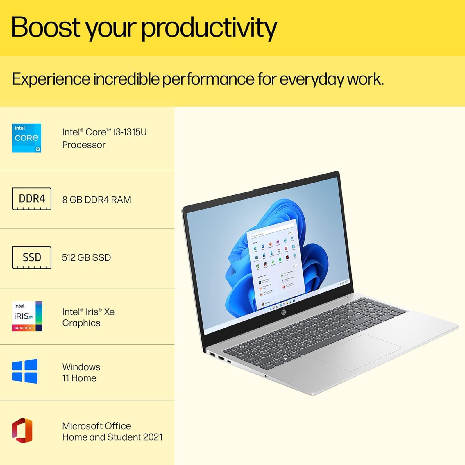 HP 15-fd0006TU Intel Core i3 13th Gen (15.6 inch, 8GB, 512GB, Windows 11 Home, MS Office 2021, Intel UHD, FHD Display, Natural Silver, 7P6Z8PA)_15