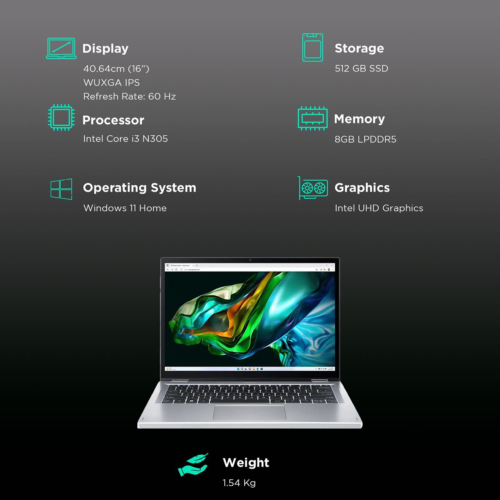 acer Aspire 3 Spin14 Intel Core i3 2-in-1 Laptop (8GB, 512GB SSD, Windows 11 Home, 14 inch WUXGA IPS Display, MS Office 2021, Pure Silver, 1.54 KG) acer Aspire 3 Spin14 Intel Core i3 2-in-1 Laptop (8GB, 512GB SSD, Windows 11 Home, 14 inch WUXGA IPS Display, MS Office 2021, Pure Silver, 1.54 KG)_3