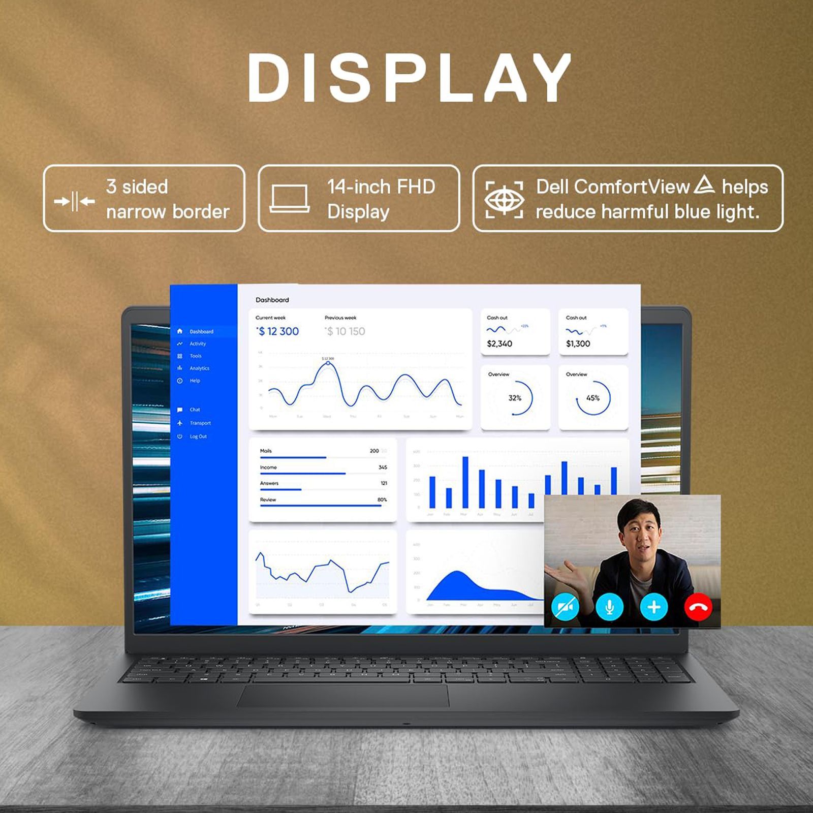 DELL Vostro 3425 AMD Ryzen 5 (14 inch, 8GB, 512GB, Windows 11 Home, MS Office, AMD Radeon, FHD Display, Carbon Black, D552306WIN9BE)_5