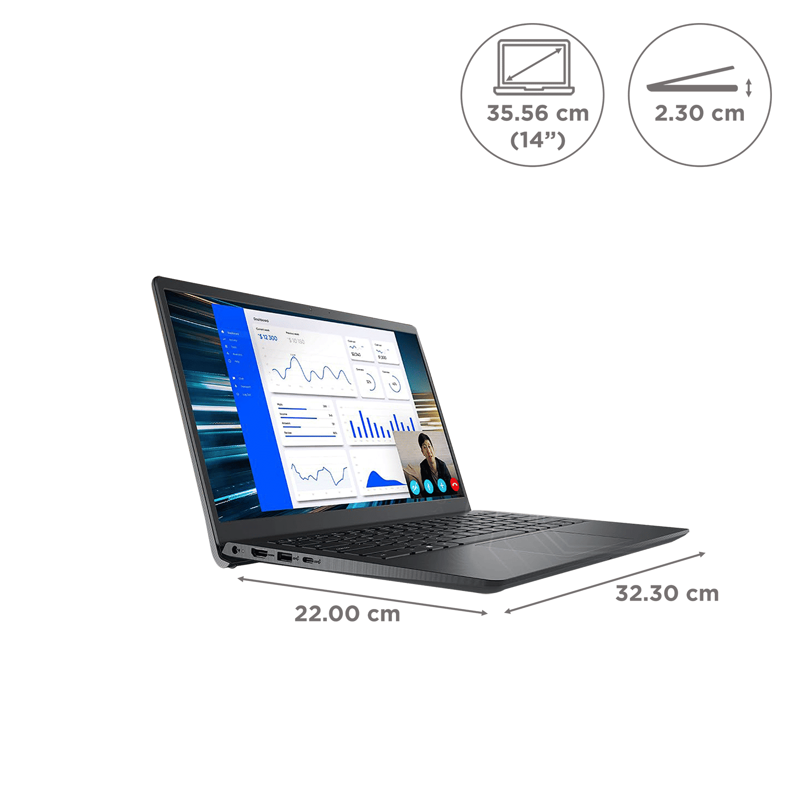 DELL Vostro 3425 AMD Ryzen 5 (14 inch, 8GB, 512GB, Windows 11 Home, MS Office, AMD Radeon, FHD Display, Carbon Black, D552306WIN9BE)_2