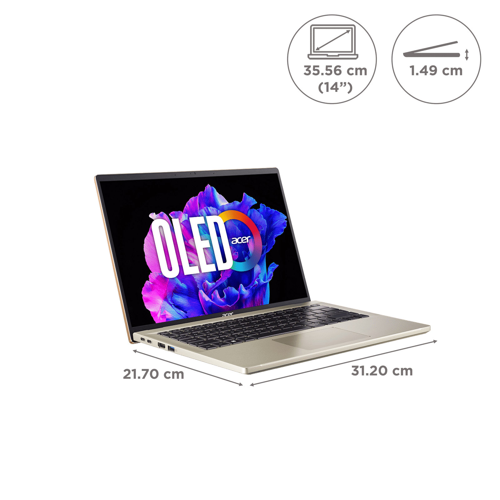 acer Swift Go Intel Core i5 13th Gen (14 inch, 16GB, 512GB, Windows 11 Home, MS Office 2021, Intel Iris Xe, OLED Display, Sunshiny Gold, NXKPZSI002) acer Swift Go Intel Core i5 13th Gen (14 inch, 16GB, 512GB, Windows 11 Home, MS Office 2021, Intel Iris Xe, OLED Display, Sunshiny Gold, NXKPZSI002)_2