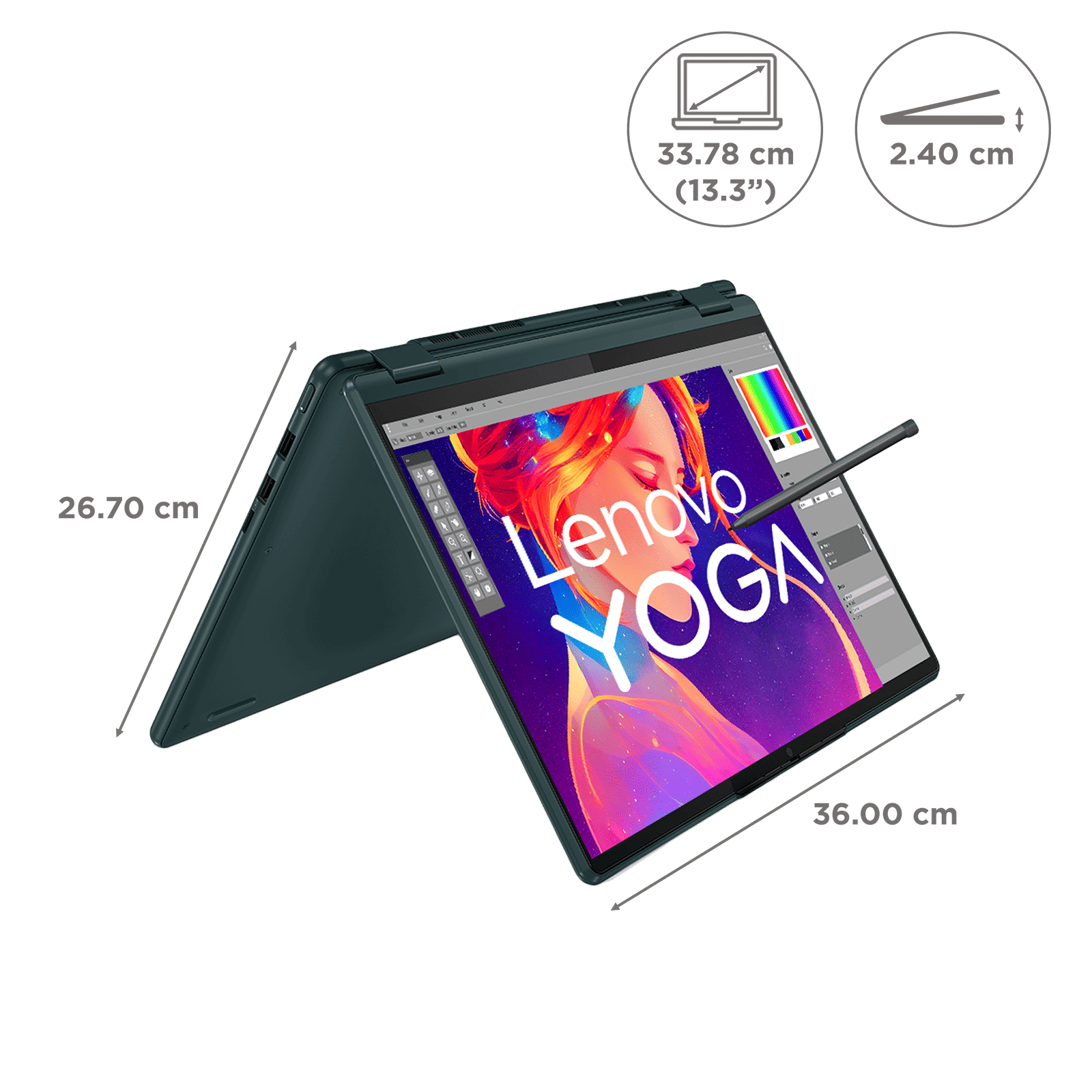 Lenovo Yoga 6 AMD Ryzen 5 (13.3 inch, 16GB, 512GB, Windows, MS Office 2021, AMD Radeon, FHD Display, Dark Teal, 83B2006CIN)_2