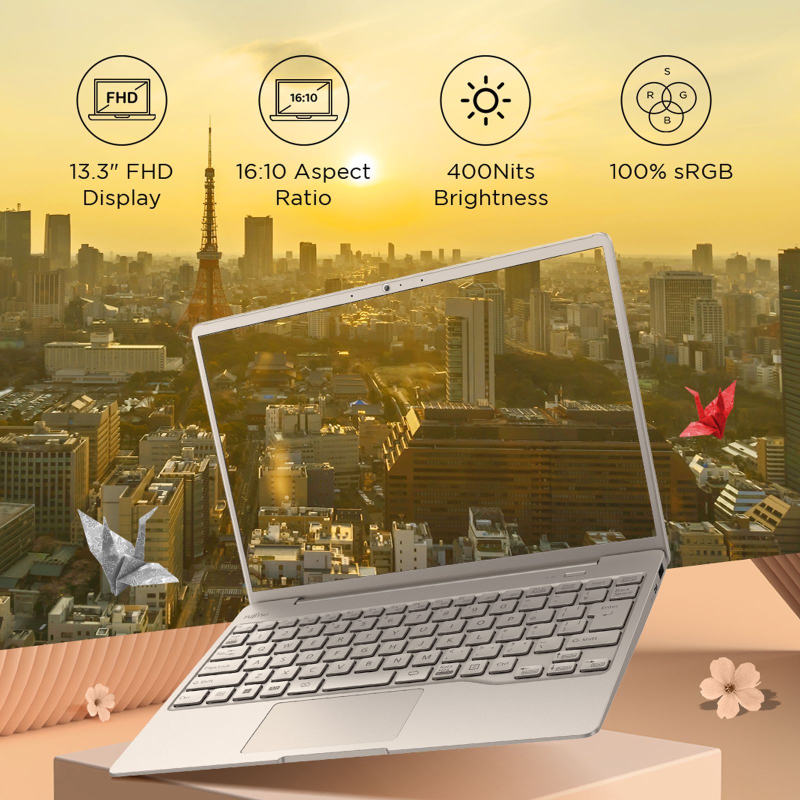 FUJITSU CH Intel Core i5 13th Gen (13.27 inch, 16GB, 512GB, Windows, MS Office 2021, Intel Iris Xe, FHD Display, Beige, 4ZR1L82433)_5