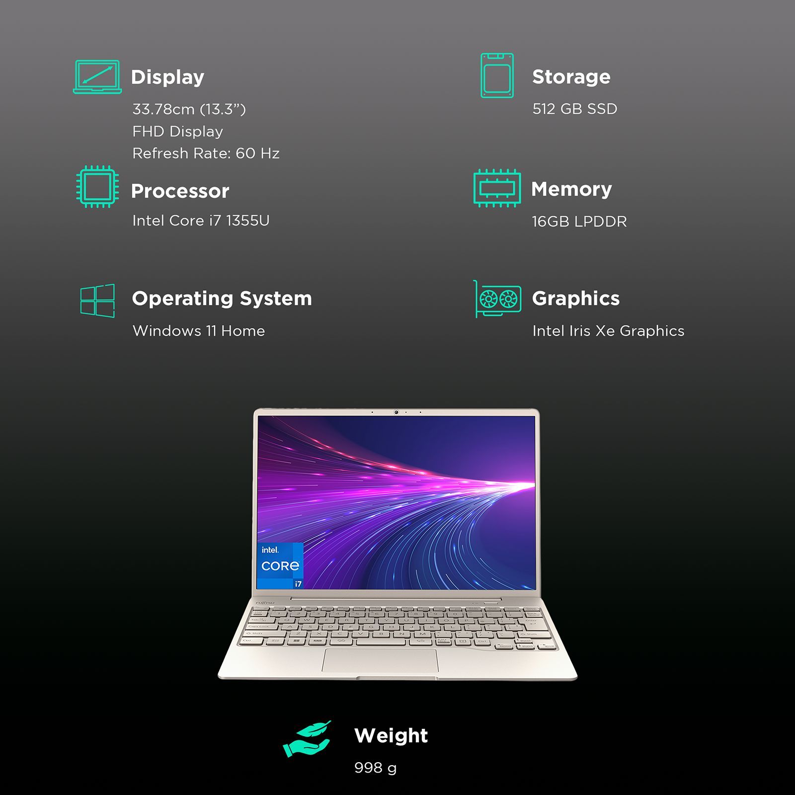 FUJITSU CH Intel Core i7 13th Gen (13.27 inch, 16GB, 512GB, Windows, MS Office 2021, Intel Iris Xe, Full HD Display, Beige, 4ZR1L82434) FUJITSU CH Intel Core i7 13th Gen (13.27 inch, 16GB, 512GB, Windows, MS Office 2021, Intel Iris Xe, Full HD Display, Beige, 4ZR1L82434)_3