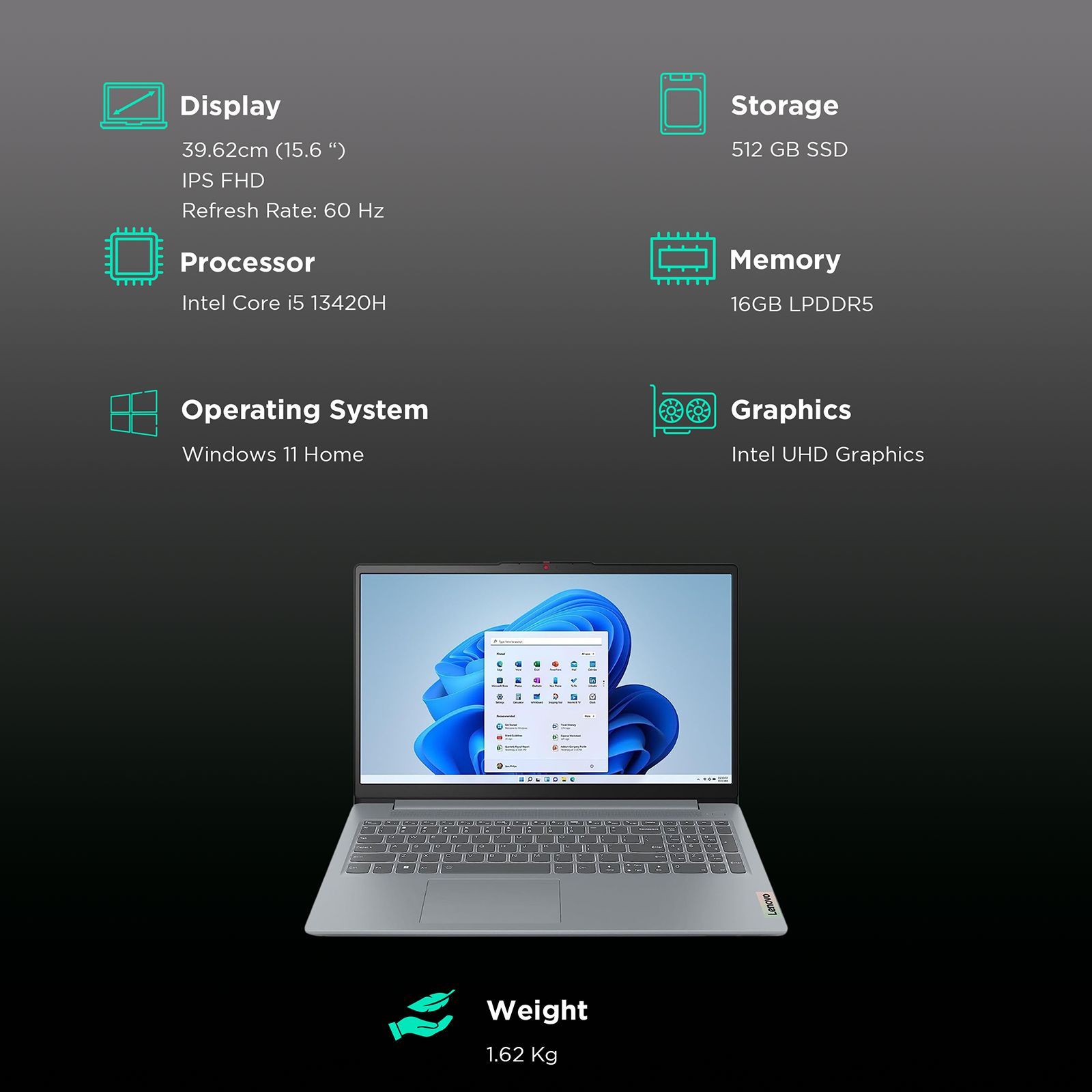 Lenovo IdeaPad Slim 3 15IRH8 Intel Core i5 13th Gen Laptop (16GB, 512GB SSD, Windows 11 Home, 15.6 inch Full HD IPS Display, MS Office 2021, Arctic Grey, 1.62 KG) Lenovo IdeaPad Slim 3 15IRH8 Intel Core i5 13th Gen Laptop (16GB, 512GB SSD, Windows 11 Home, 15.6 inch Full HD IPS Display, MS Office 2021, Arctic Grey, 1.62 KG)_3