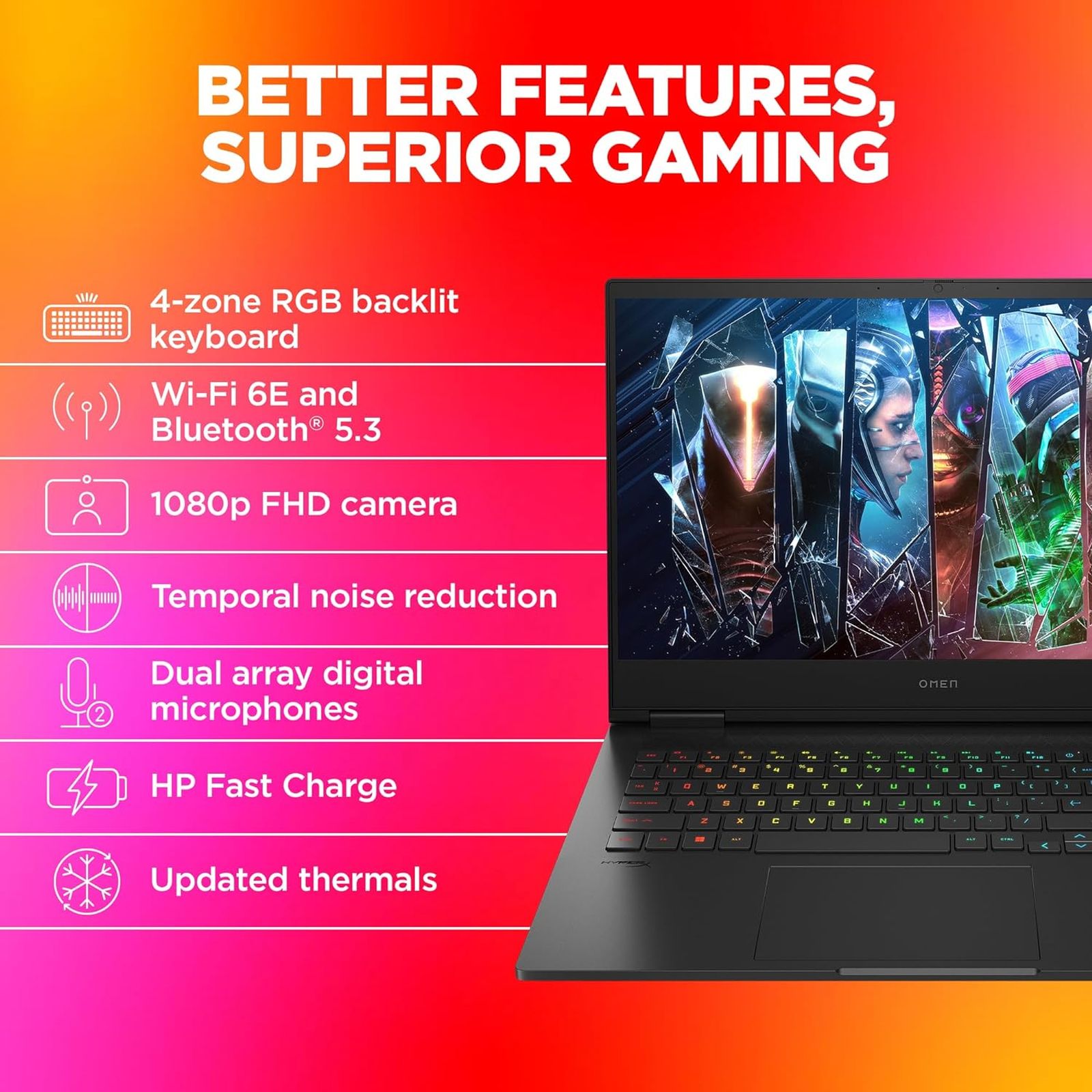 HP Omen WF1025TX Intel Core i7 14th Gen Gaming Laptop (16GB, 1TB SSD, Windows 11 Home, 8GB Graphics, 16.1 inch Full HD IPS Display, MS Office 2021, Shadow Black, 2.32 KG)_10