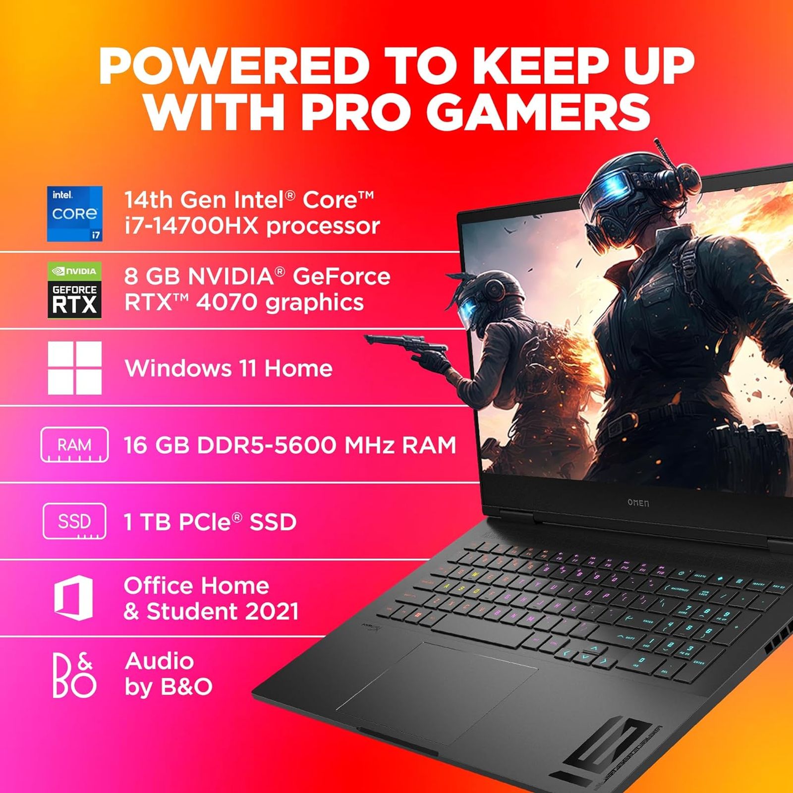 HP Omen WF1026TX Intel Core i7 14th Gen Gaming Laptop (16GB, 1TB SSD, Windows 11 Home, 8GB Graphics, 16.1 inch Full HD IPS Display, MS Office 2021, Shadow Black, 2.32 KG)_8