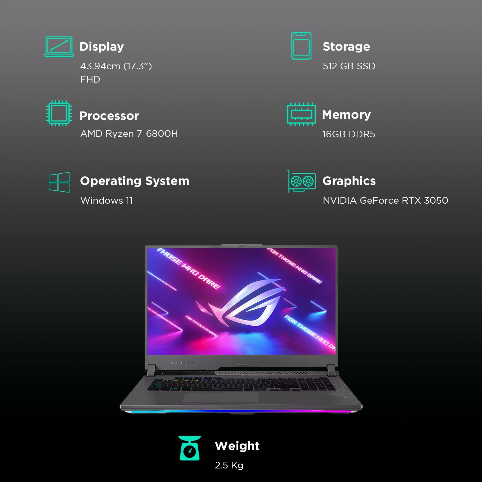 ASUS ROG Strix G17 G713RC-HX109WS AMD Ryzen 7 6th Gen Gaming Laptop (16GB, 512GB SSD, Windows 11 Home, 4GB Graphics, 17.3 inch 144 Hz Full HD IPS Display, NVIDIA GeForce RTX 3050, MS Office Home and Student, Eclipse Gray, 2.5 KG)_3