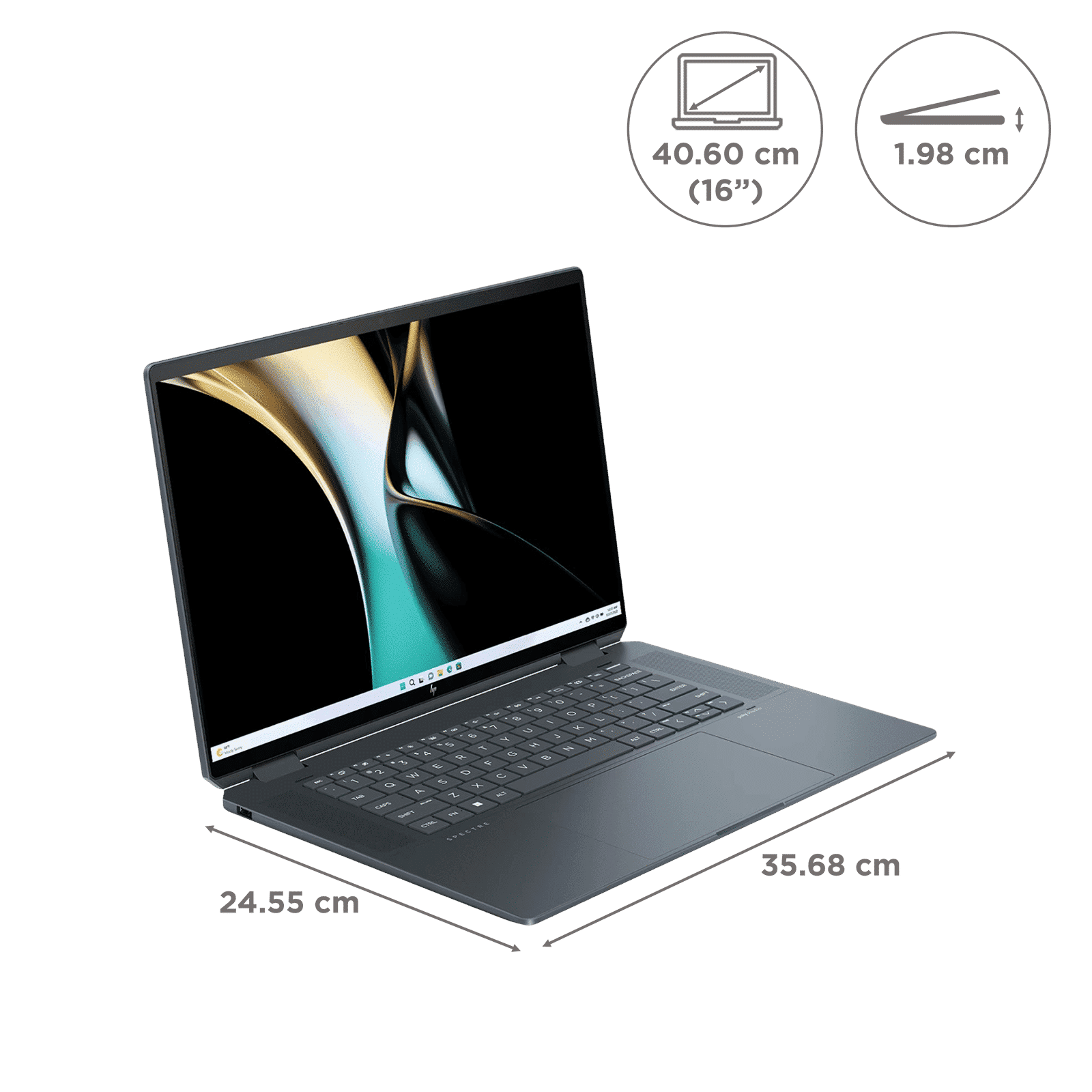 HP Spectre 16 x360 16 aa0664TX Intel Core Ultra 7 Touchscreen 2-in-1 Laptop (32GB, 1TB SSD, Windows 11 Home, 6GB Graphics, 16 inch OLED Display, Space Blue Aluminum, 1.95 KG)_2