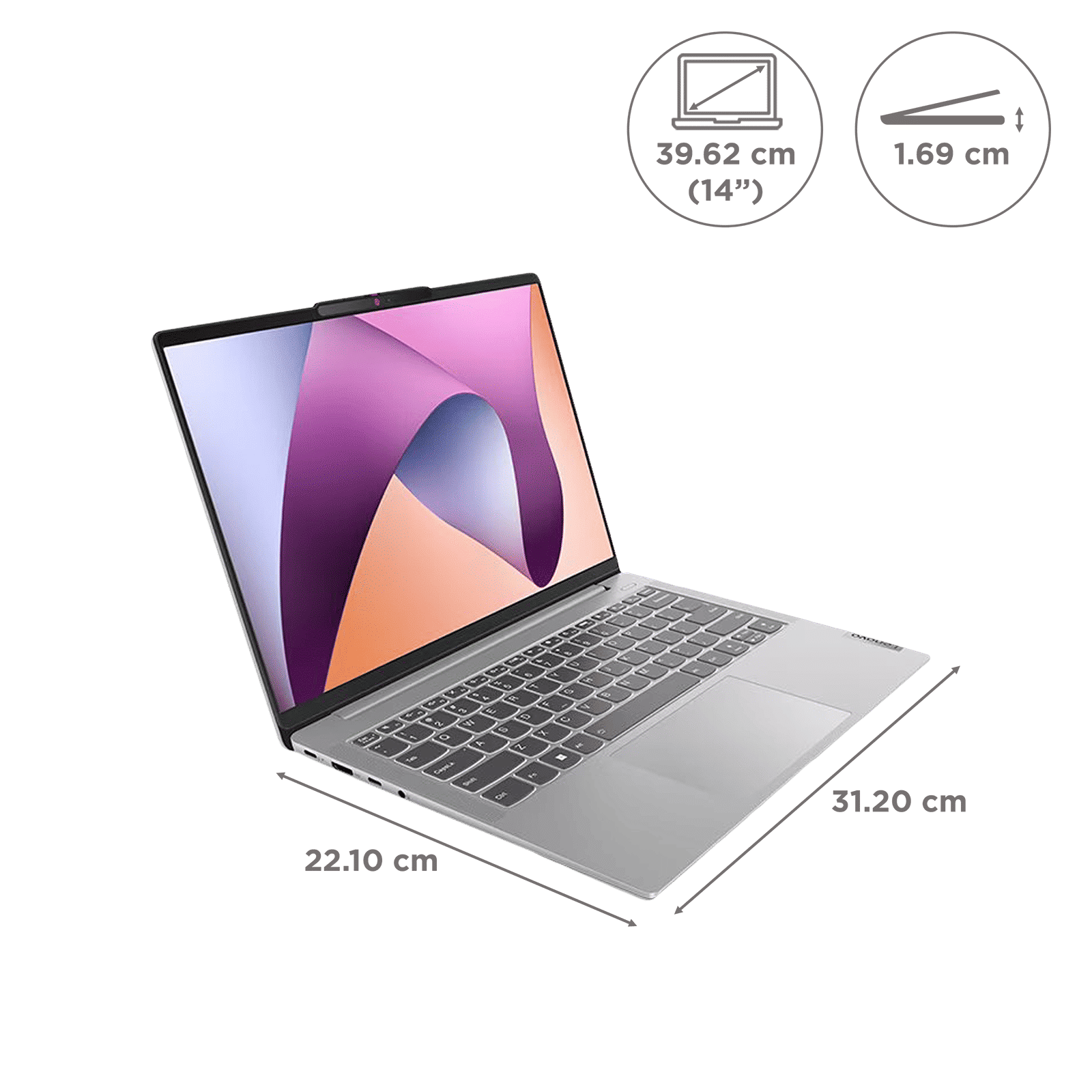 Lenovo IdeaPad Slim 5 14IMH9 Intel Core Ultra 5 Thin & Light Laptop (16GB, 1TB SSD, Windows 11 Home, 14 inch OLED Display, MS Office Home & Student 2021, Cloud Grey, 1.48 KG)_2