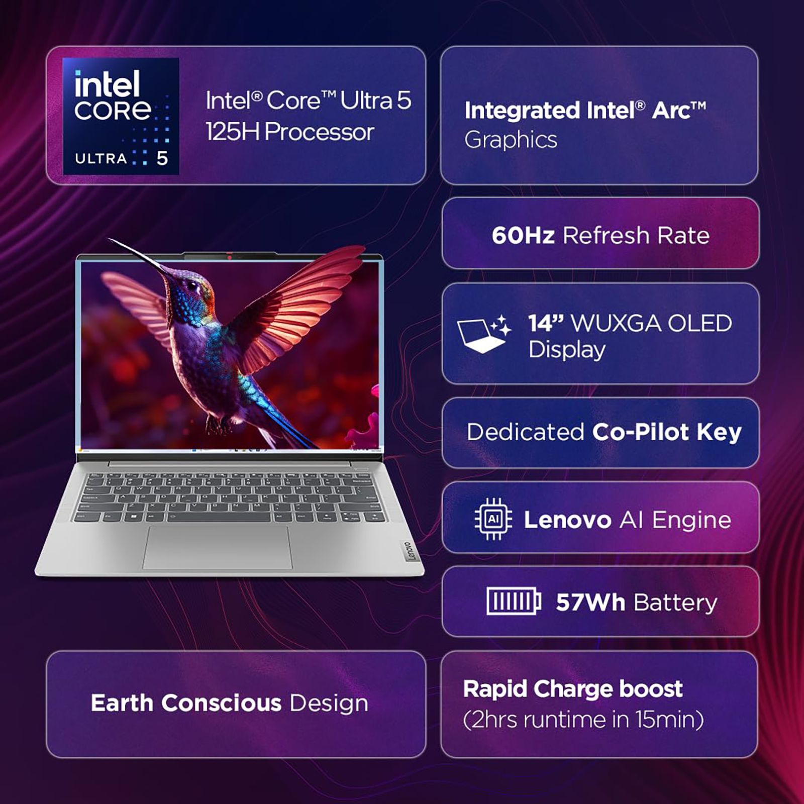 Lenovo IdeaPad Slim 5 14IMH9 Intel Core Ultra 5 Thin & Light Laptop (16GB, 1TB SSD, Windows 11 Home, 14 inch OLED Display, MS Office Home & Student 2021, Cloud Grey, 1.48 KG)_10