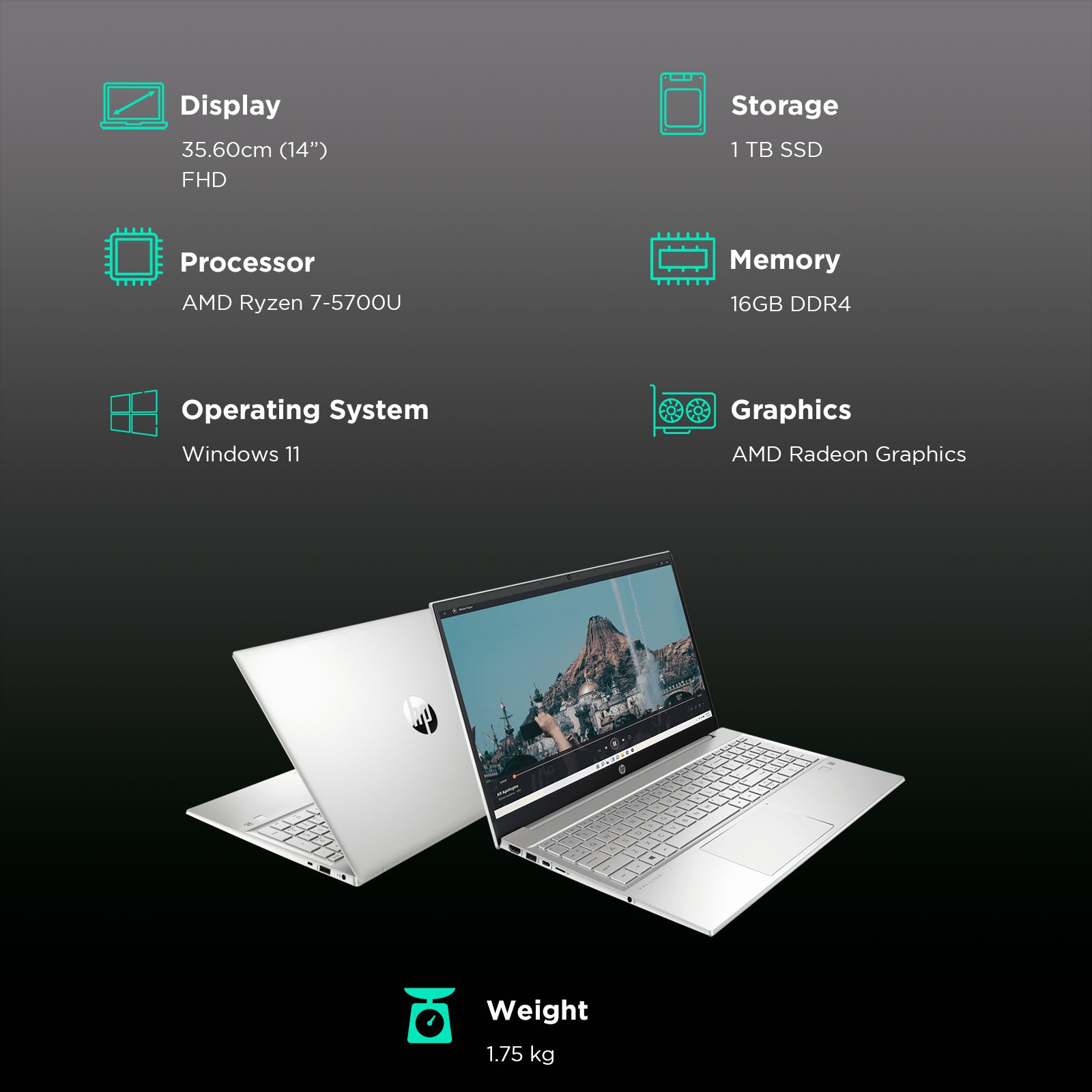 HP Pavilion 15-eh1147AU AMD Ryzen 7 Laptop (16GB, 1TB SSD, Windows 11 Home, 15.6 inch Full HD IPS Display, MS Office 2021, Natural Silver, 1.75 KG)_3