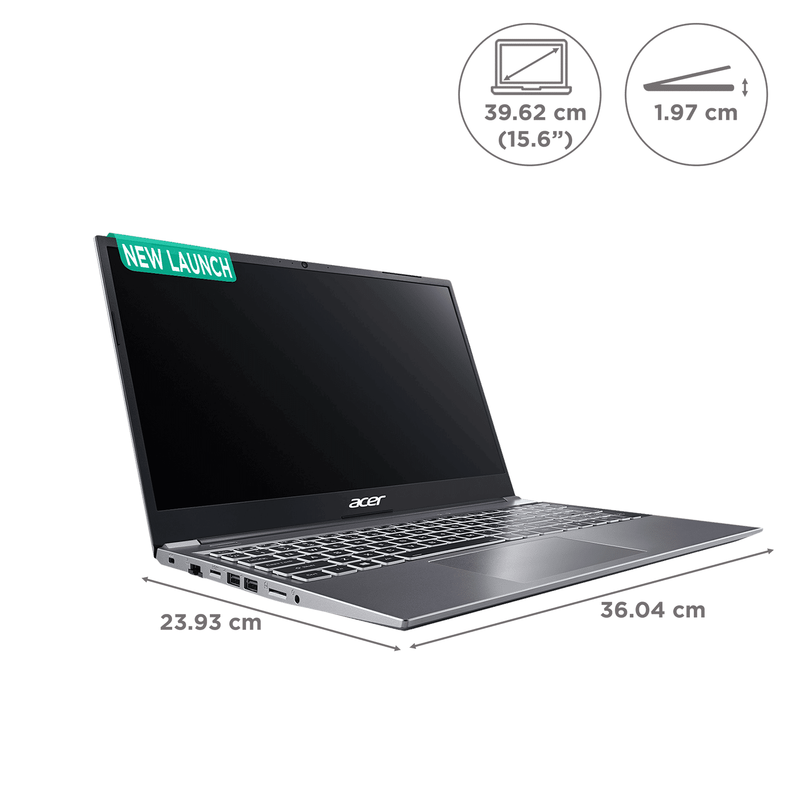 acer AL1541 AMD Ryzen3 Laptop (8GB, 512GB SSD, Windows 11 Home, 15.6 inch Full HD LCD Display, Steel Gray, 1.59 KG)_2