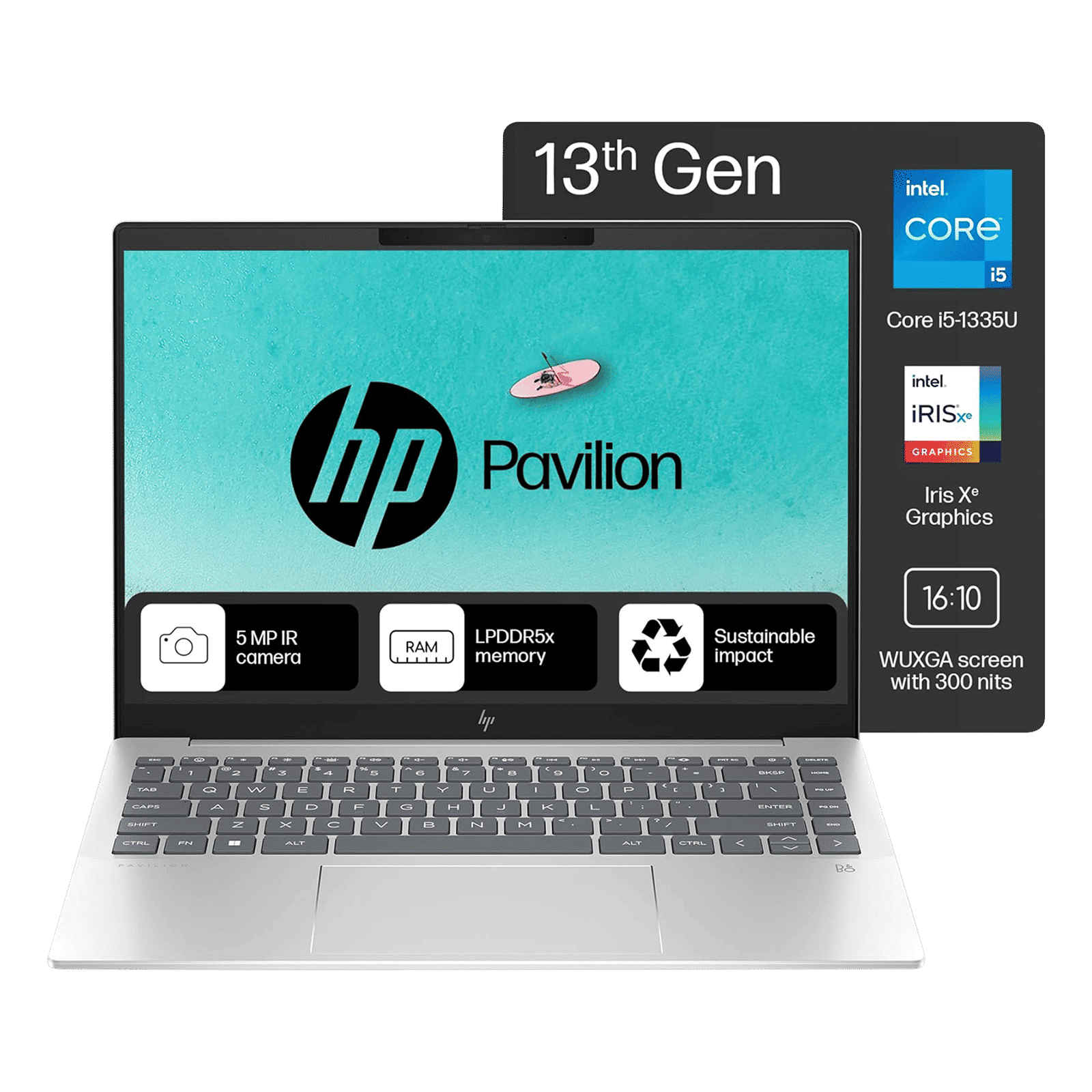 HP Pavilion Plus 14 ew0116TU Intel Core i5 13th Gen Laptop (16GB, 512GB SSD, Windows 11 Home, 14 inch WUXGA IPS Display, MS Office 2021, Natural Silver Aluminum, 1.38 KG)_14