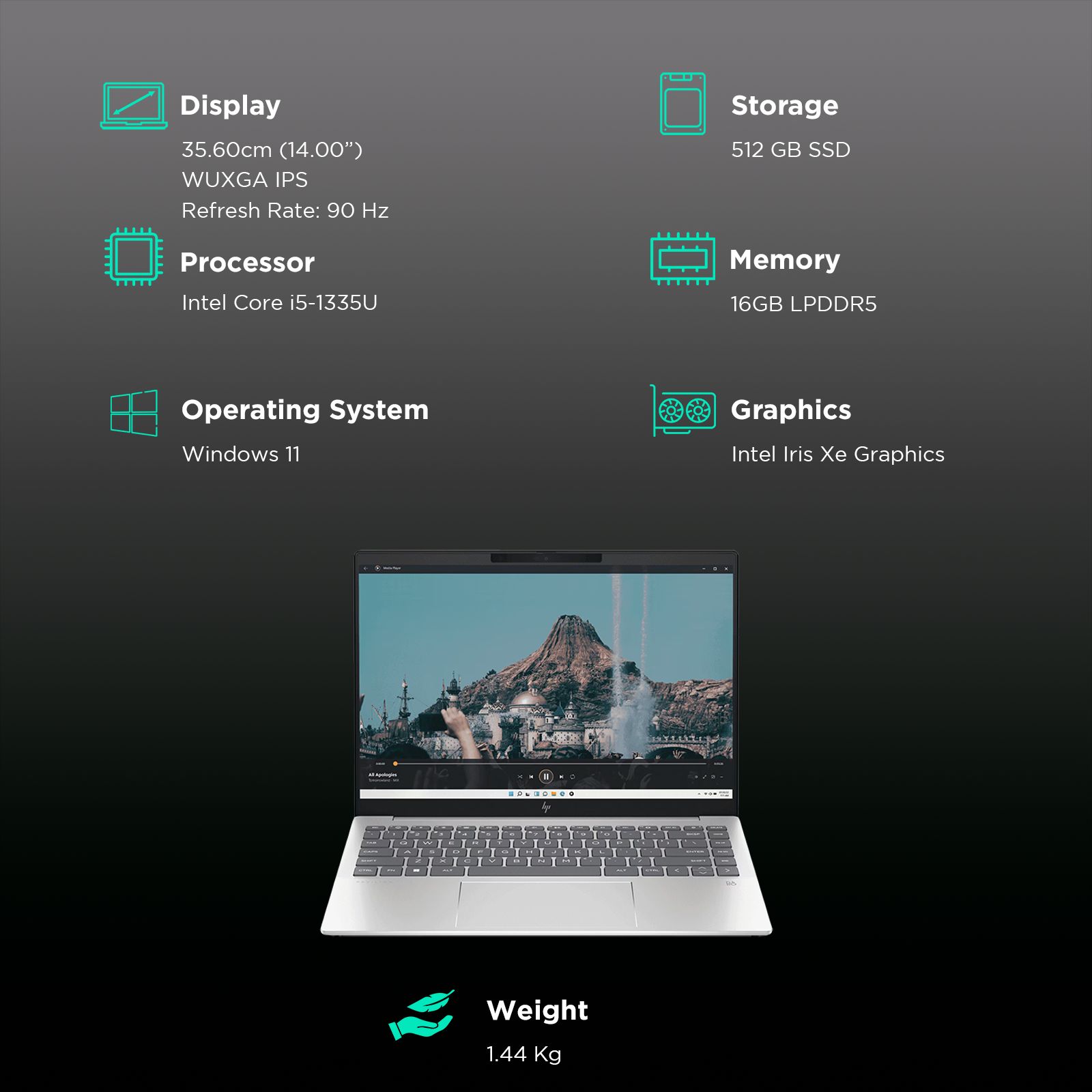 HP Pavilion Plus 14 ew0116TU Intel Core i5 13th Gen Laptop (16GB, 512GB SSD, Windows 11 Home, 14 inch WUXGA IPS Display, MS Office 2021, Natural Silver Aluminum, 1.38 KG)_3