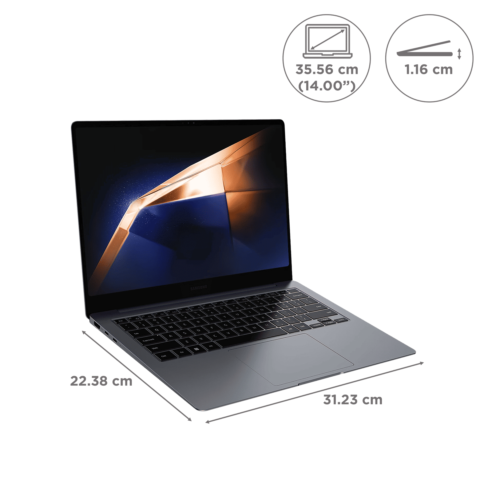 SAMSUNG Galaxy Book 4 Pro Intel Core Ultra 5 Touchscreen Thin and Lightweight Laptop (16GB, 512GB SSD, Windows 11 Home, 14 inch WQXGA Plus AMOLED Display, MS Office 2021, Moonstone Gray, 1.23 KG)_2