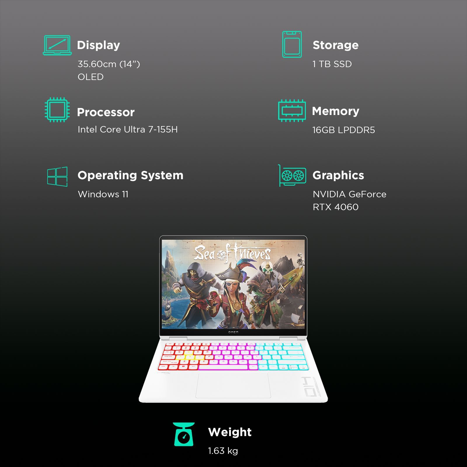 HP Omen Transcend 14 fb0089TX Intel Core Ultra 7 Gaming Laptop (16GB, 1TB SSD, Windows 11 Home, 8GB Graphics, 14 inch 120 Hz OLED Display, NVIDIA GeForce RTX 4060, MS Office 365, Ceramic White Aluminum, 1.63 KG) HP Omen Transcend 14 fb0089TX Intel Core Ultra 7 Gaming Laptop (16GB, 1TB SSD, Windows 11 Home, 8GB Graphics, 14 inch 120 Hz OLED Display, NVIDIA GeForce RTX 4060, MS Office 365, Ceramic White Aluminum, 1.63 KG)_3