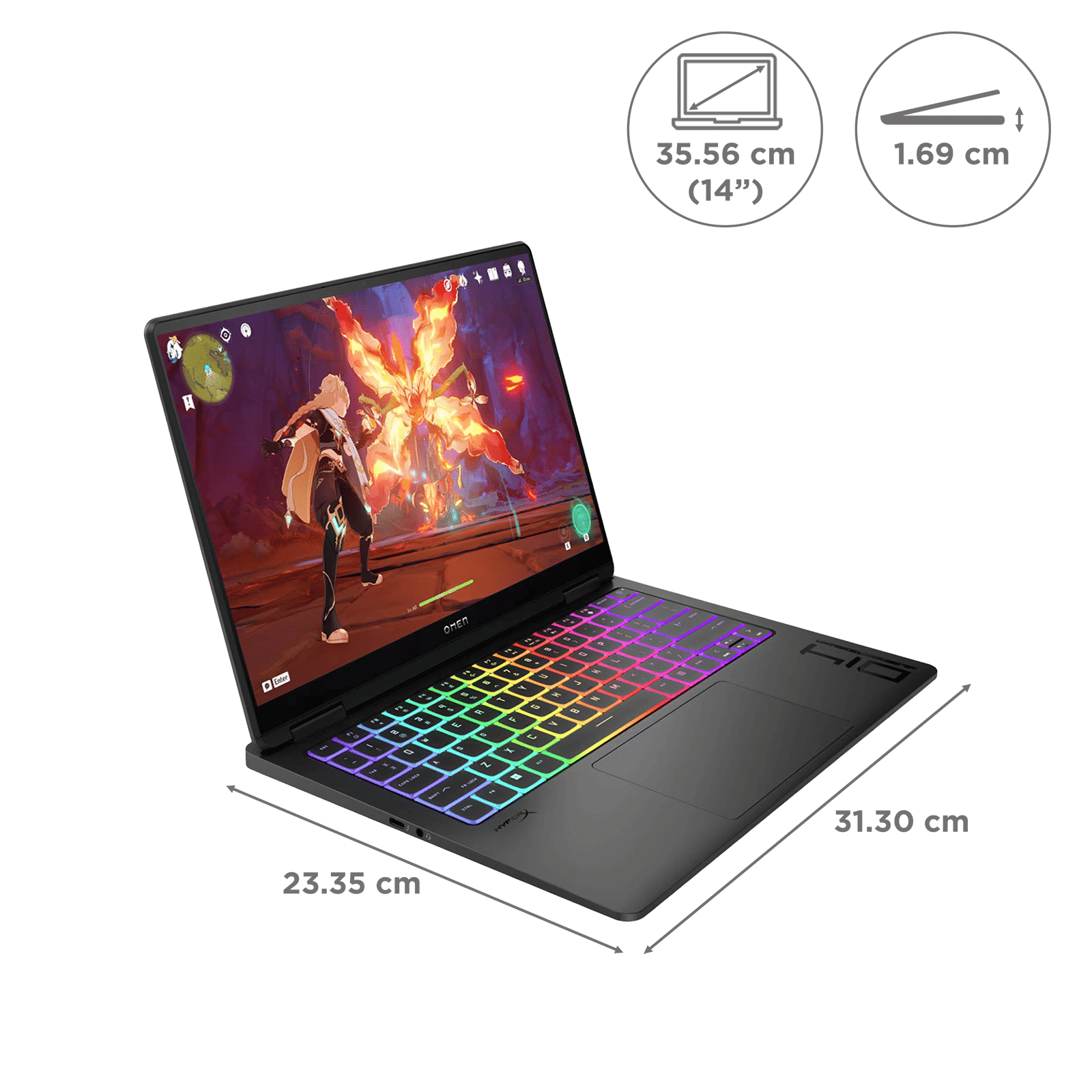 HP Omen 14 fb0007TX Intel Core Ultra 7 Gaming Laptop (16GB, 1TB SSD, Windows 11 Home, 8GB Graphics, 14 inch 120 Hz OLED Display, NVIDIA GeForce RTX 4060, MS Office 365, Shadow Black Aluminum, 1.63 KG)_2