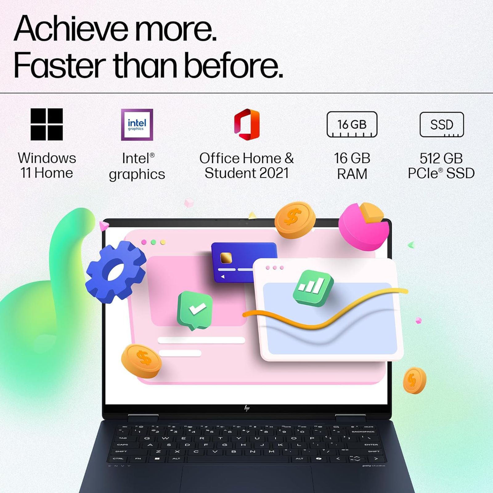 HP Envy x360 14 fc0078TU Intel Core Ultra 5 Touchscreen 2-in-1 Laptop (16GB, 512GB SSD, Windows 11 Home, 14 inch 2.8K OLED Display, MS Office 2021, Atmospheric Blue, 1.39 KG)_10