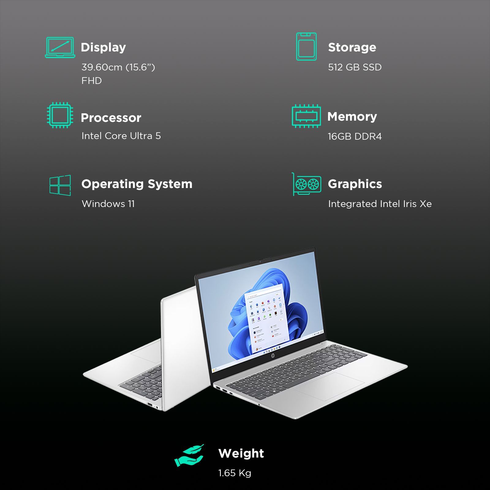 HP FD1099TU Intel Core Ultra 5 Thin and Light Laptop (16GB, 512GB SSD, Windows 11 Home, 15.6 inch Full HD Display, MS Office 2021, Natural Silver, 1.69 KG) HP FD1099TU Intel Core Ultra 5 Thin and Light Laptop (16GB, 512GB SSD, Windows 11 Home, 15.6 inch Full HD Display, MS Office 2021, Natural Silver, 1.69 KG)_3