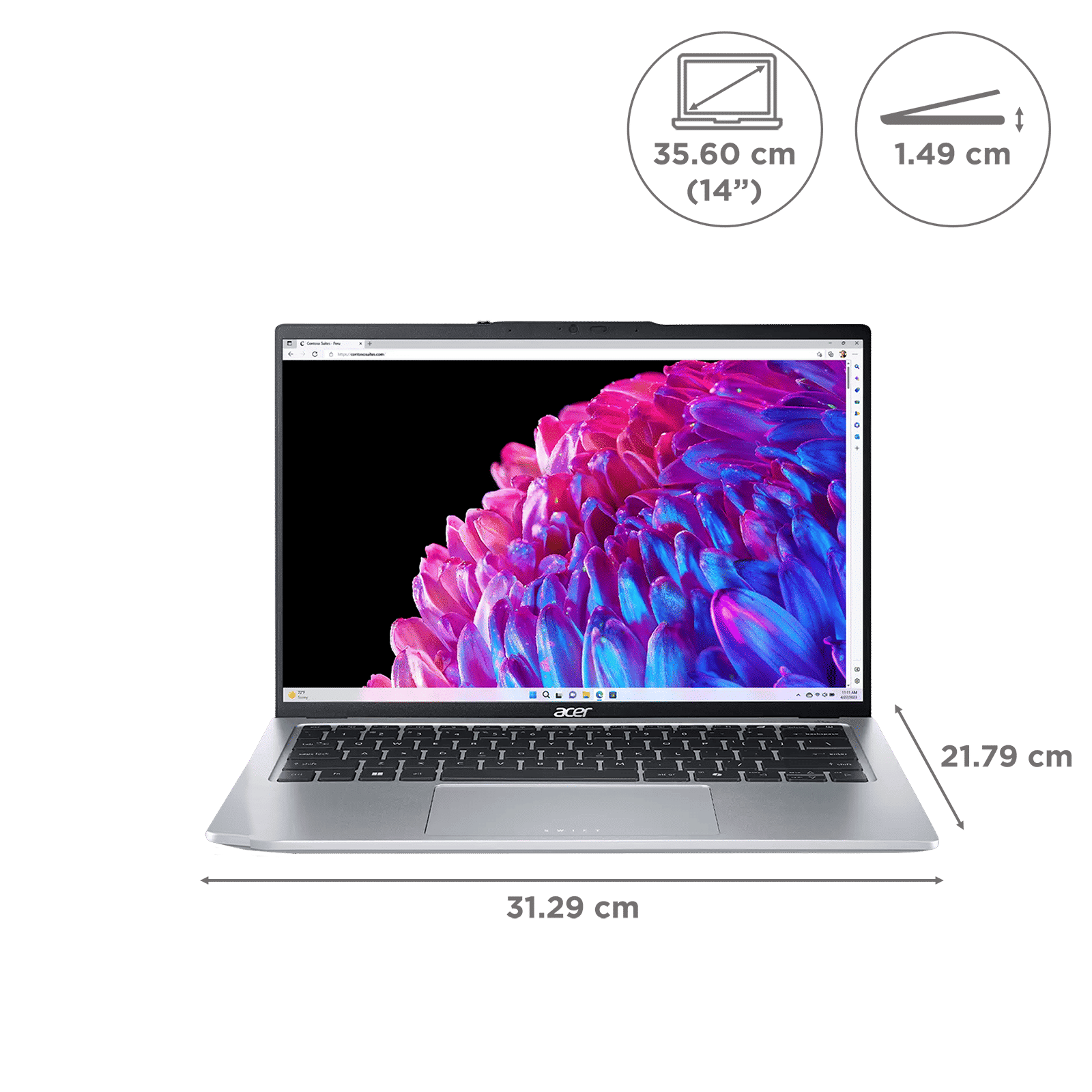 acer Swift Go 14 SFG14-73T Intel Core Ultra 7 Touchscreen Thin & Light Laptop (16GB, 1TB SSD, Windows 11 Home, 14 inch OLED IPS Display, MS Office, Pure Silver, 1.32 KG)_2