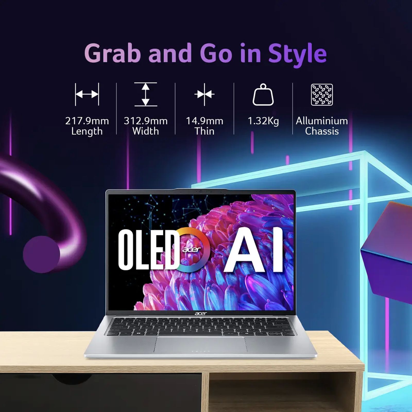 acer Swift Go 14 SFG14-73-71BY Intel Core Ultra 7 Thin & Light Laptop (16GB, 1TB SSD, Windows 11 Home, 14 inch OLED Display, MS Office 2021, Silver, 1.32 KG)_8