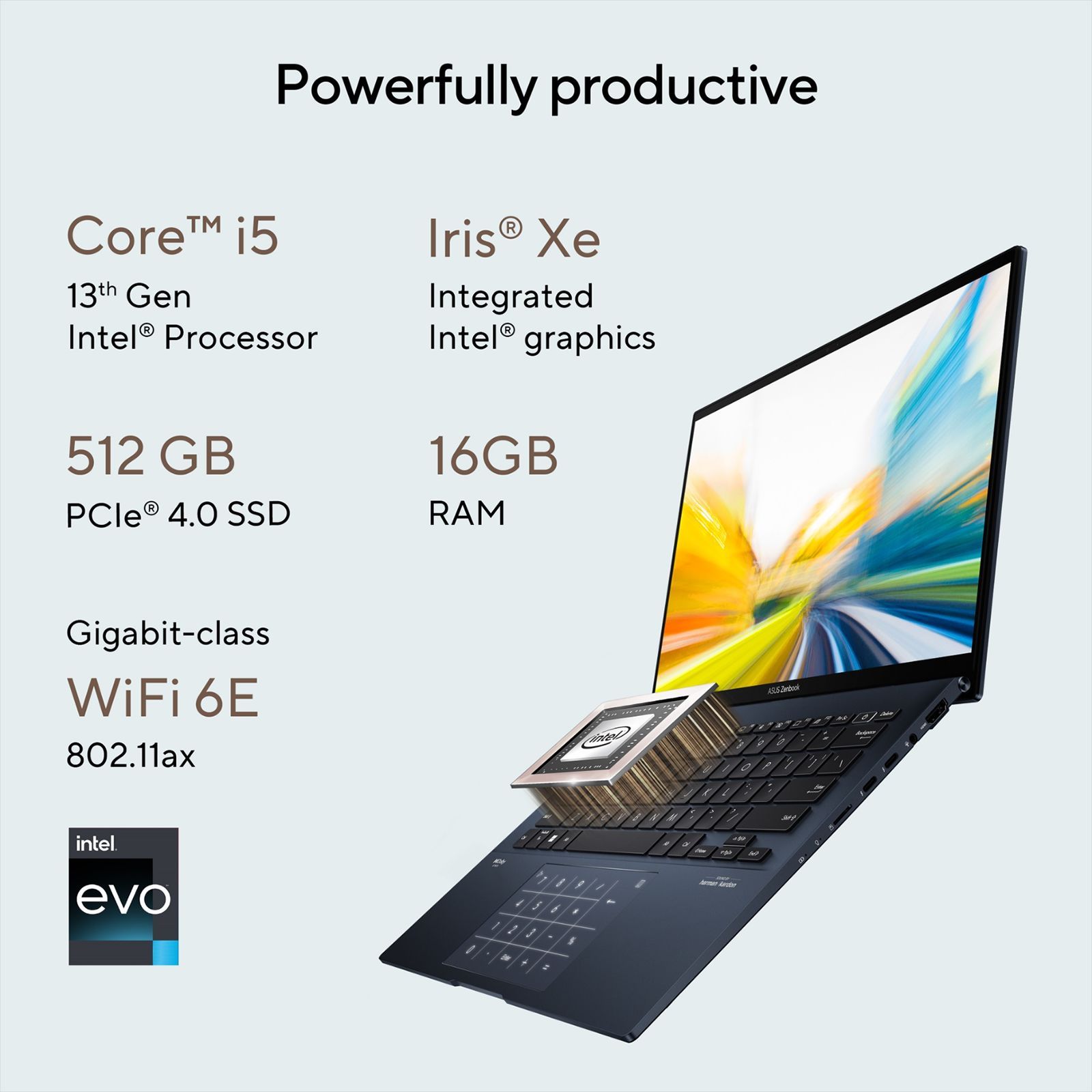 ASUS Zenbook 14 UX3402VA-KN541WS Intel Core i5 13th Gen Touchscreen Thin & Light Laptop (16B, 512GB SSD, Windows 11 Home, 14 inch 2.8K OLED Display, Office Home and Student 2021, Ponder Blue, 1.39 KG)_16