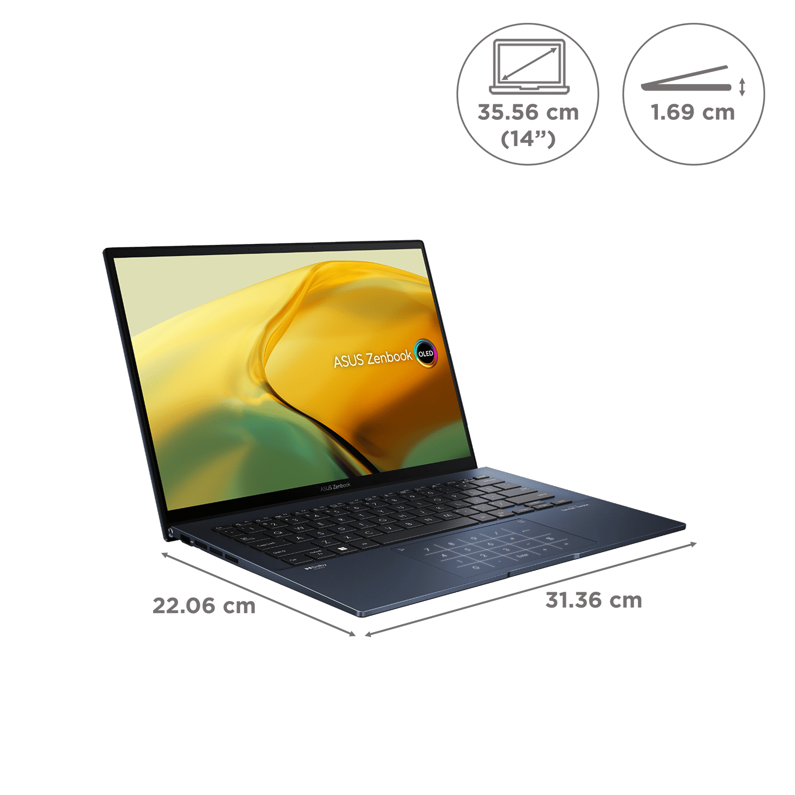 ASUS Zenbook 14 Intel Core i7 13th Gen Laptop (16B, 512GB SSD, Windows 11 Home, 14 inch OLED Display, Ponder Blue, 1.39 KG)_2