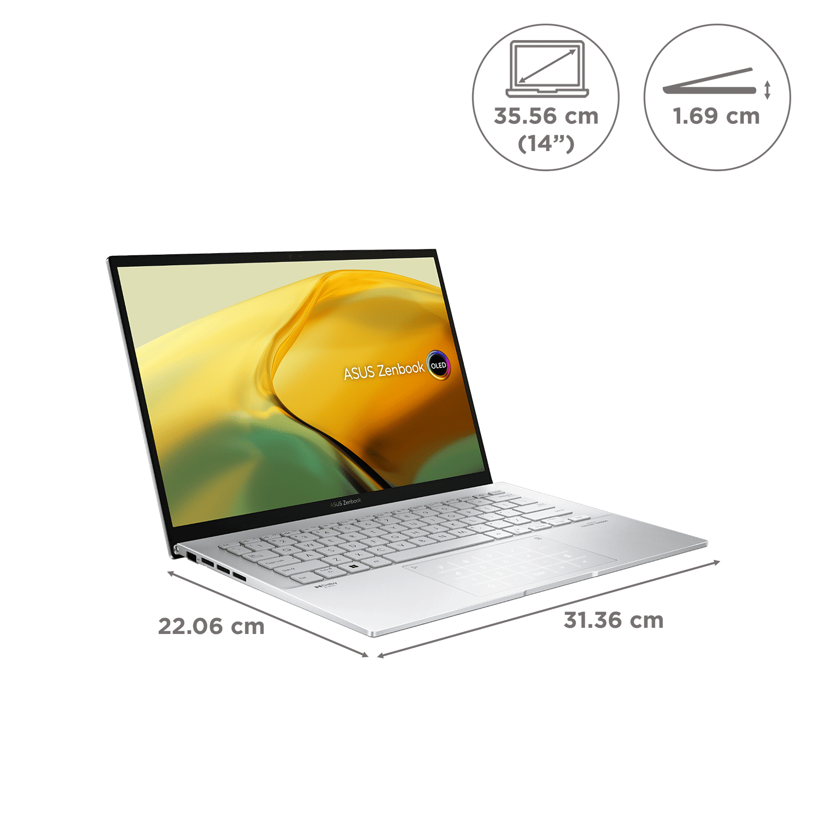 ASUS Zenbook 14 Intel Core i7 13th Gen Laptop (16B, 512GB SSD, Windows 11 Home, 14 inch OLED Display, Foggy Silver, 1.39 KG)_2