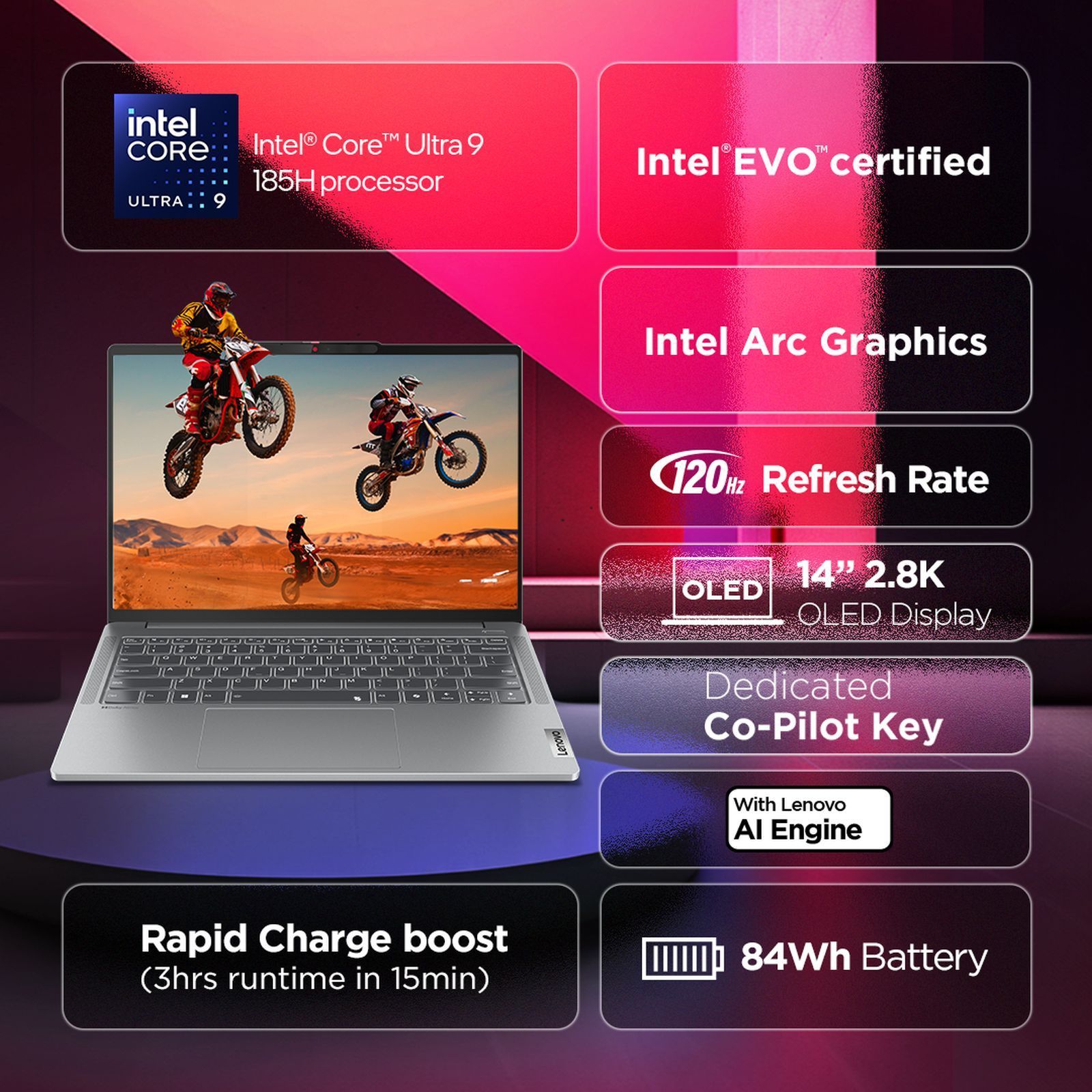 Lenovo IdeaPad Pro 5 14IMH9 Intel Core Ultra 9 Thin and Light Laptop (32GB, 1TB SSD, Windows 11 Pro, 14 inch OLED Display, Office Home & Student 2021, Arctic Grey, 1.46 KG)_14