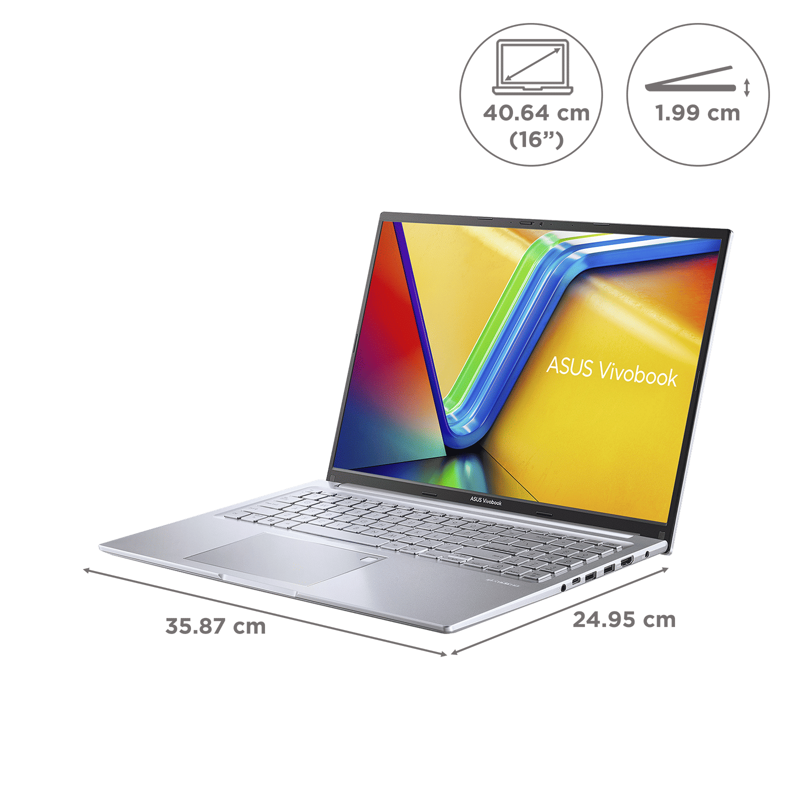 ASUS Vivobook 16 X1605ZAC-MB540WS Intel Core i5 12th Gen Thin & Light Laptop (16GB, 512GB SSD, Windows 11 Home, 16 inch WUXGA Display, MS Office Home and Student 2021, Transparent Silver, 1.88 KG)_2
