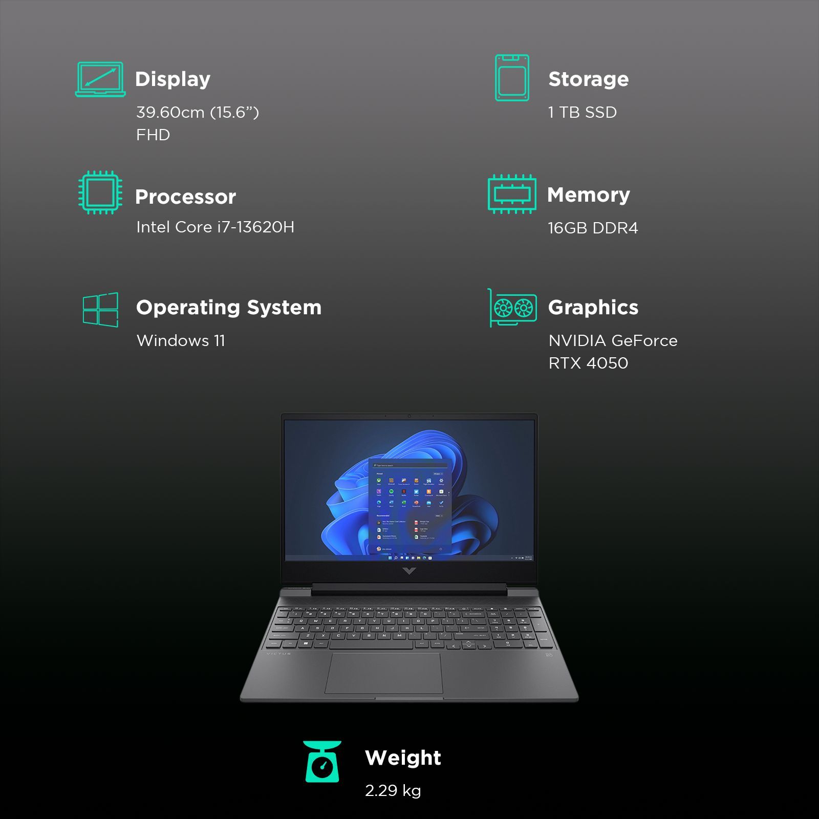 HP Victus 15 fa1332TX Intel Core i7 13th Gen Gaming Laptop (16GB, 1TB SSD, Windows 11, 6GB Graphics, 15.6 inch 144 Hz FHD Display, NVIDIA GeForce RTX 4050, MS Office 2021, Mica Silver, 2.29 KG)_3