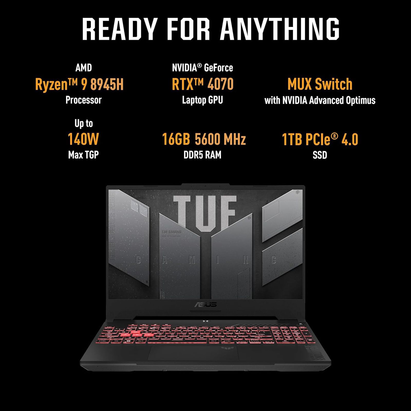 ASUS TUF Gaming A15 FA507UI-LP066WS AMD Ryzen9 Gaming Laptop (16GB, 1TB SSD, Windows 11 Home, 8GB Graphics, 15.6 inch 144 Hz Full HD IPS Display, NVIDIA GeForce RTX 4070, MS Office Home and Student 2021, Mecha Gray, 2.2 KG)_14