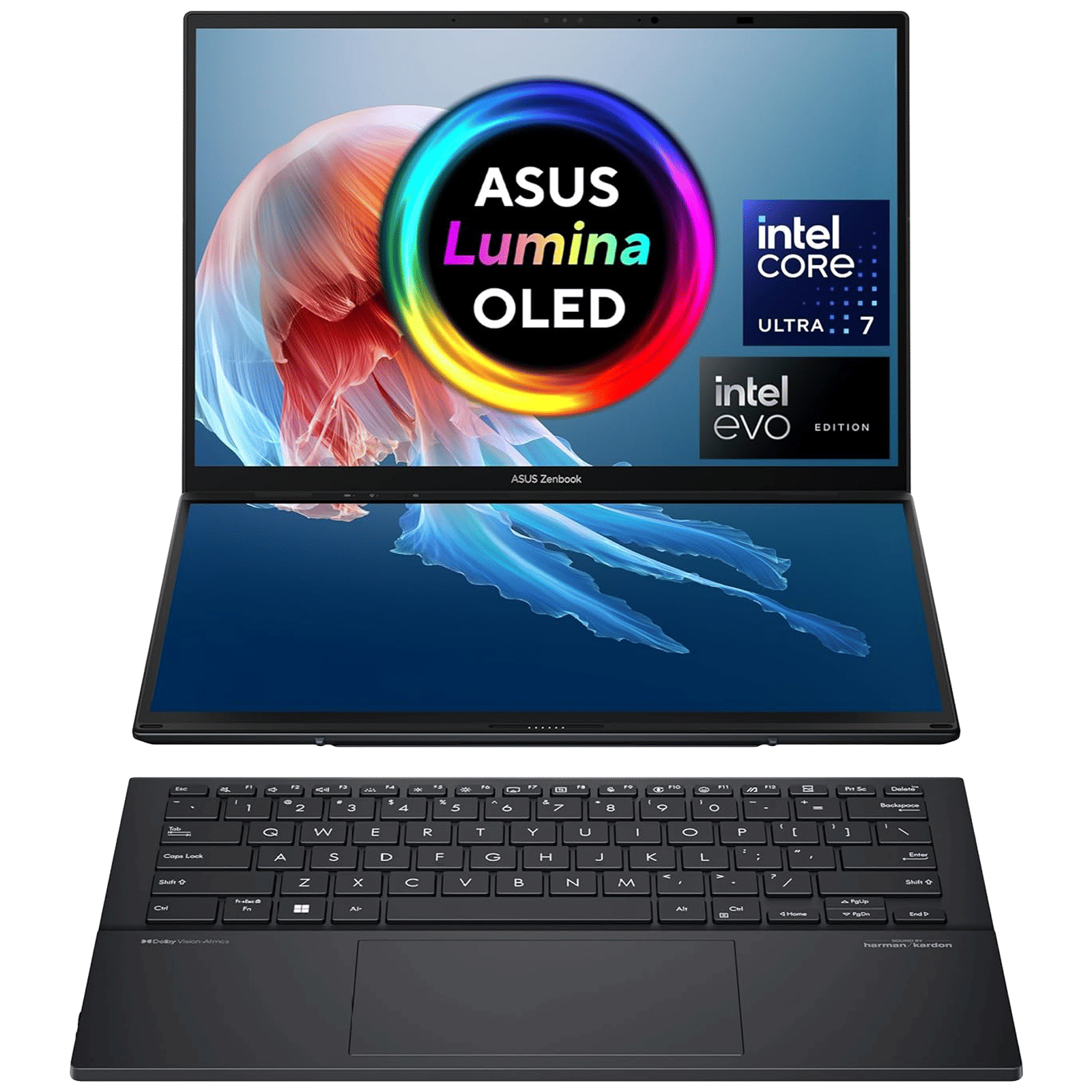 ASUS Zenbook Duo UX8406MA-QL761WS Intel Core Ultra 7 Touchscreen Thin & Light Laptop (32GB, 1TB SSD, Windows 11 Home, 14 inch Full HD OLED Display, MS Office Home & Student 2021, Inkwell Gray, 1.65 KG)_1