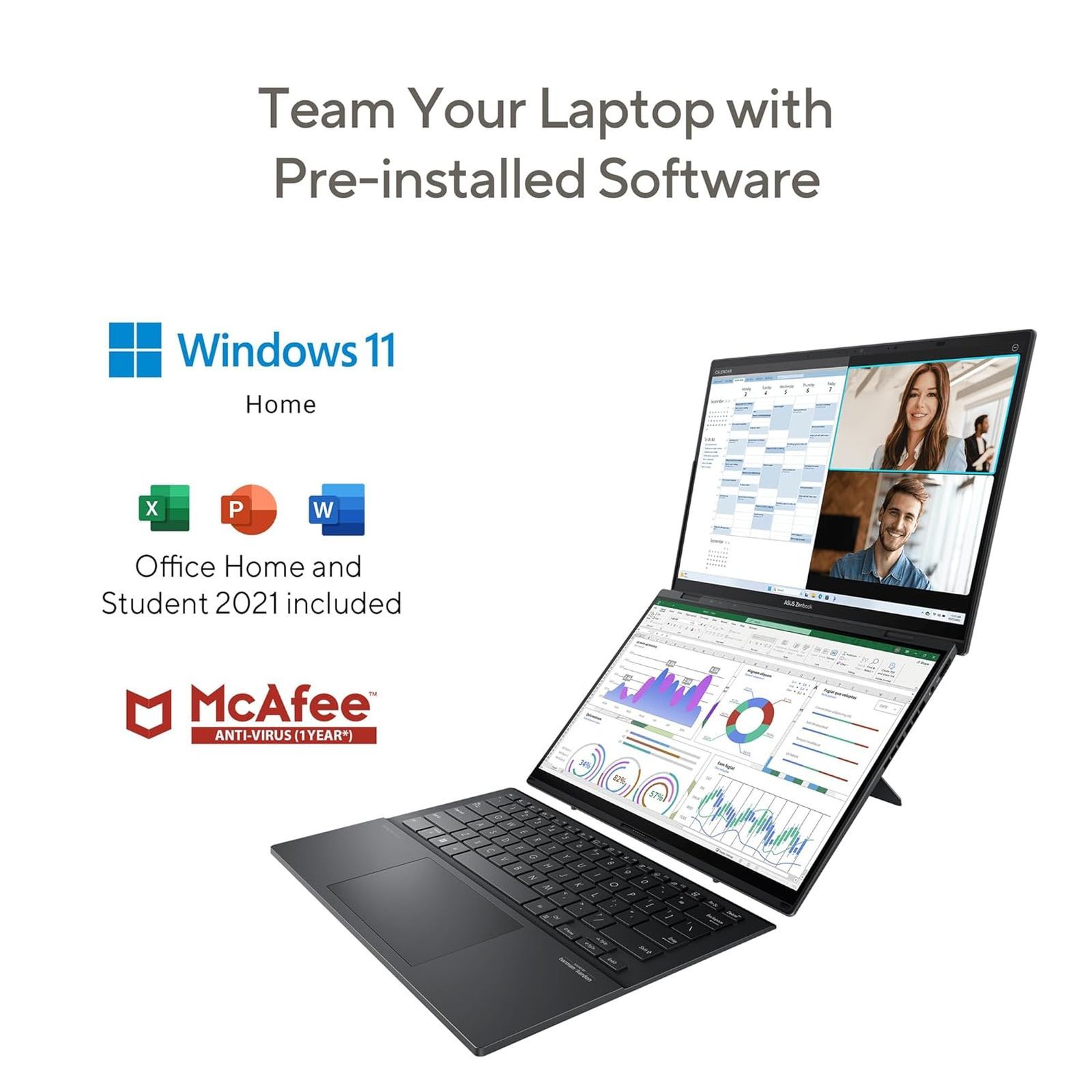 ASUS Zenbook Duo UX8406MA-QL761WS Intel Core Ultra 7 Touchscreen Thin & Light Laptop (32GB, 1TB SSD, Windows 11 Home, 14 inch Full HD OLED Display, MS Office Home & Student 2021, Inkwell Gray, 1.65 KG)_7