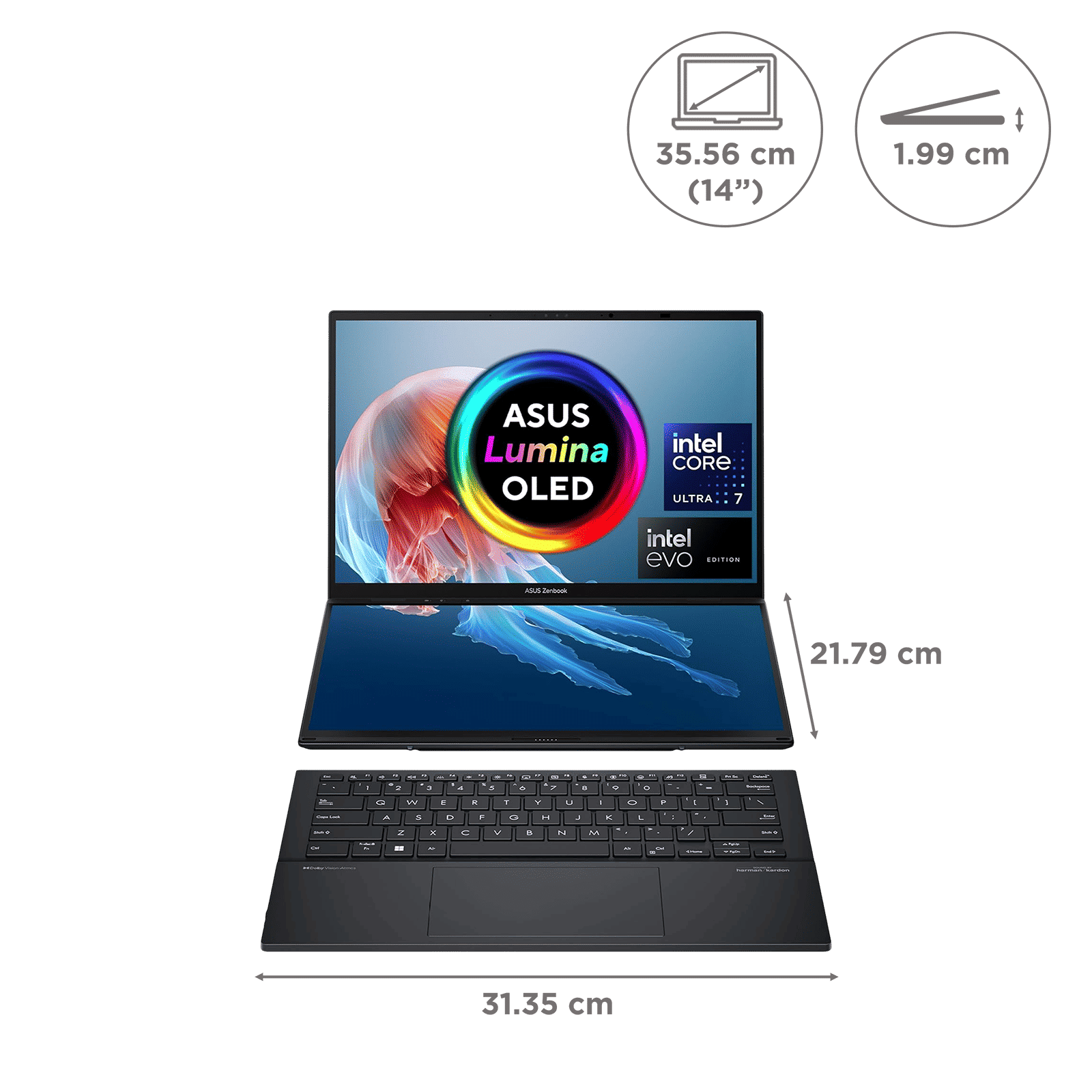 ASUS Zenbook Duo UX8406MA-QL761WS Intel Core Ultra 7 Touchscreen Thin & Light Laptop (32GB, 1TB SSD, Windows 11 Home, 14 inch Full HD OLED Display, MS Office Home & Student 2021, Inkwell Gray, 1.65 KG)_2