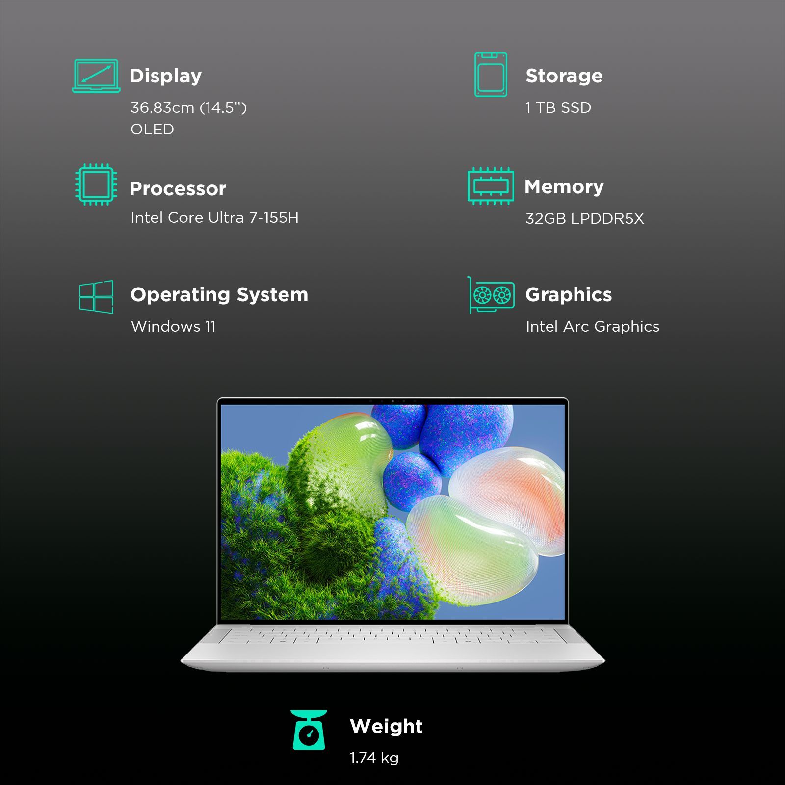 DELL XPS 14 Intel Core Ultra 7 TouchscreenThin & Light Laptop (16GB, 1TB SSD, Windows 11 Home, 14.5 inch UHD OLED Display, MS Office Home & Student 2021, Platinum, 1.74 KG) DELL XPS 14 Intel Core Ultra 7 TouchscreenThin & Light Laptop (16GB, 1TB SSD, Windows 11 Home, 14.5 inch UHD OLED Display, MS Office Home & Student 2021, Platinum, 1.74 KG)_3