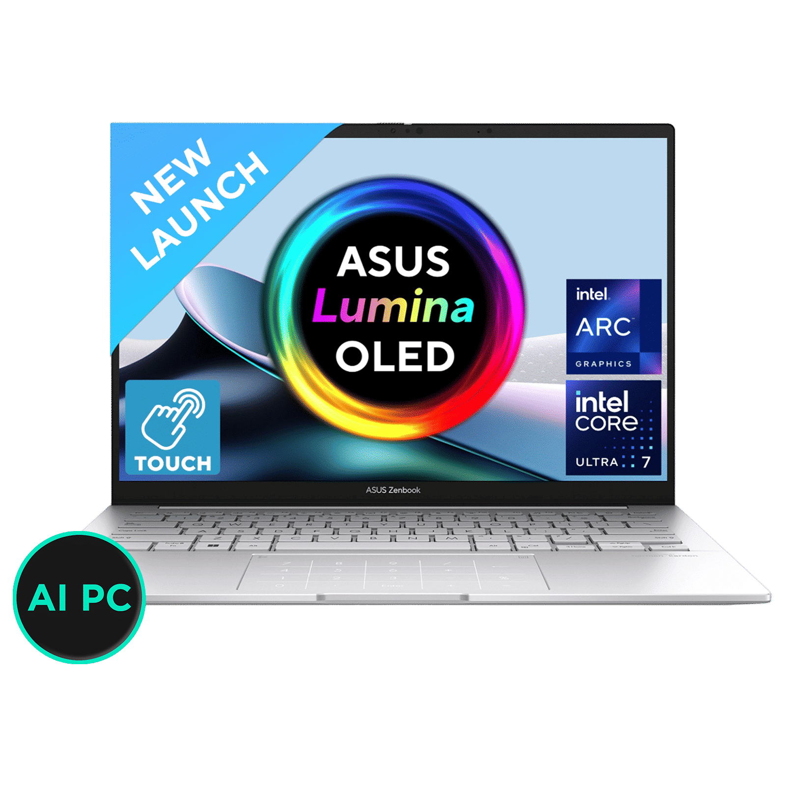 ASUS Zenbook 14 UX3405MA-PZ751WS Intel Evo Core Ultra 7 Touchscreen Thin & Light Laptop (16GB, 1TB SSD, Windows 11 Home, MS Office Home and Student 2021, 14 inch 3K OLED Display, Foggy Silver, 1.28 KG)_1