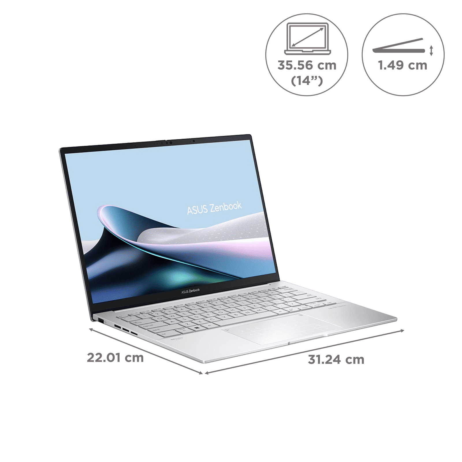ASUS Zenbook 14 UX3405MA-PZ751WS Intel Evo Core Ultra 7 Touchscreen Thin & Light Laptop (16GB, 1TB SSD, Windows 11 Home, MS Office Home and Student 2021, 14 inch 3K OLED Display, Foggy Silver, 1.28 KG)_2