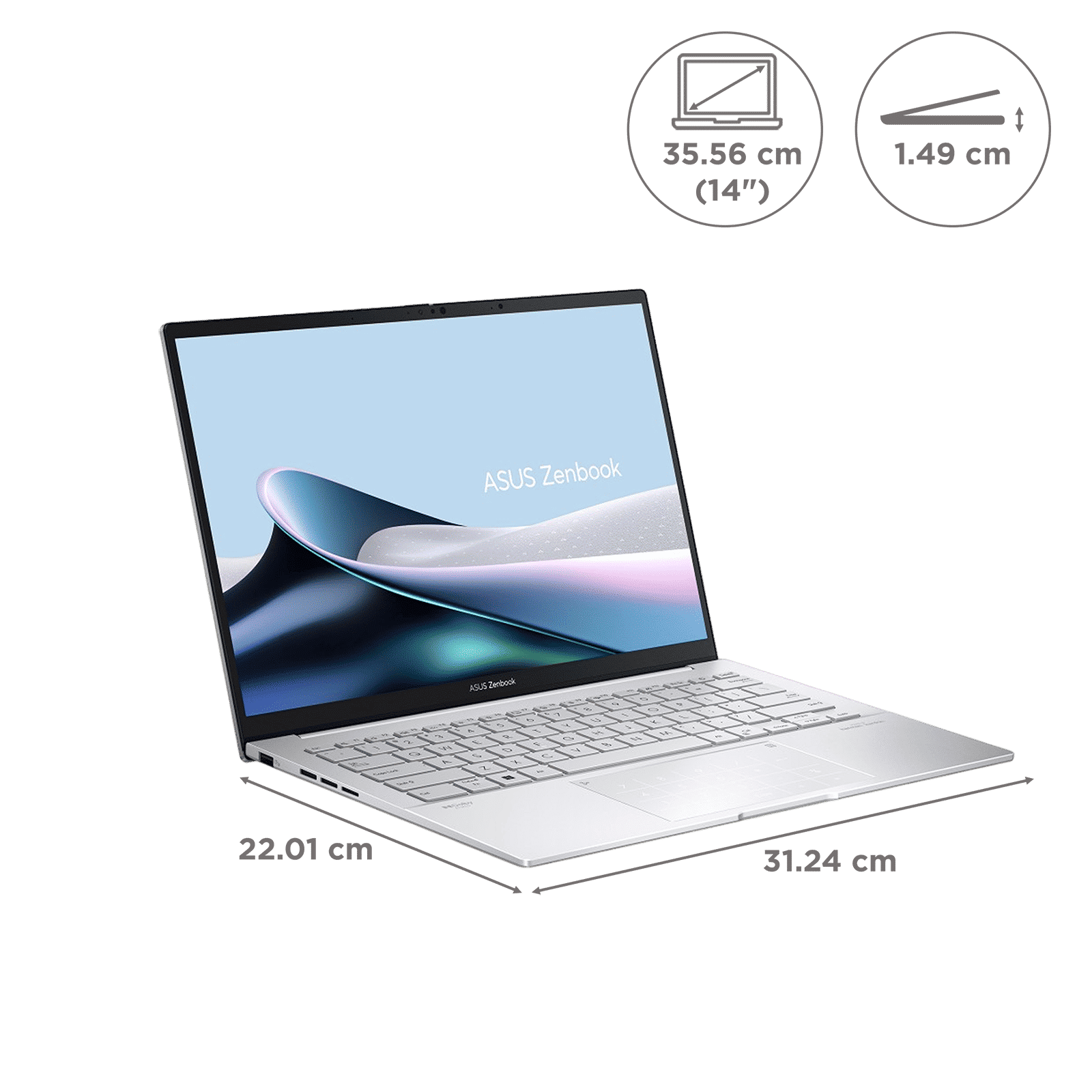 ASUS Zenbook 14 UX3405MA-PZ551WS Intel Evo Core Ultra 5 Touchscreen Thin & Light Laptop (16GB, 1TB SSD, Windows 11 Home, MS Office Home and Student 2021, 14 inch 3K OLED Display, Foggy Silver, 1.28 KG)_2
