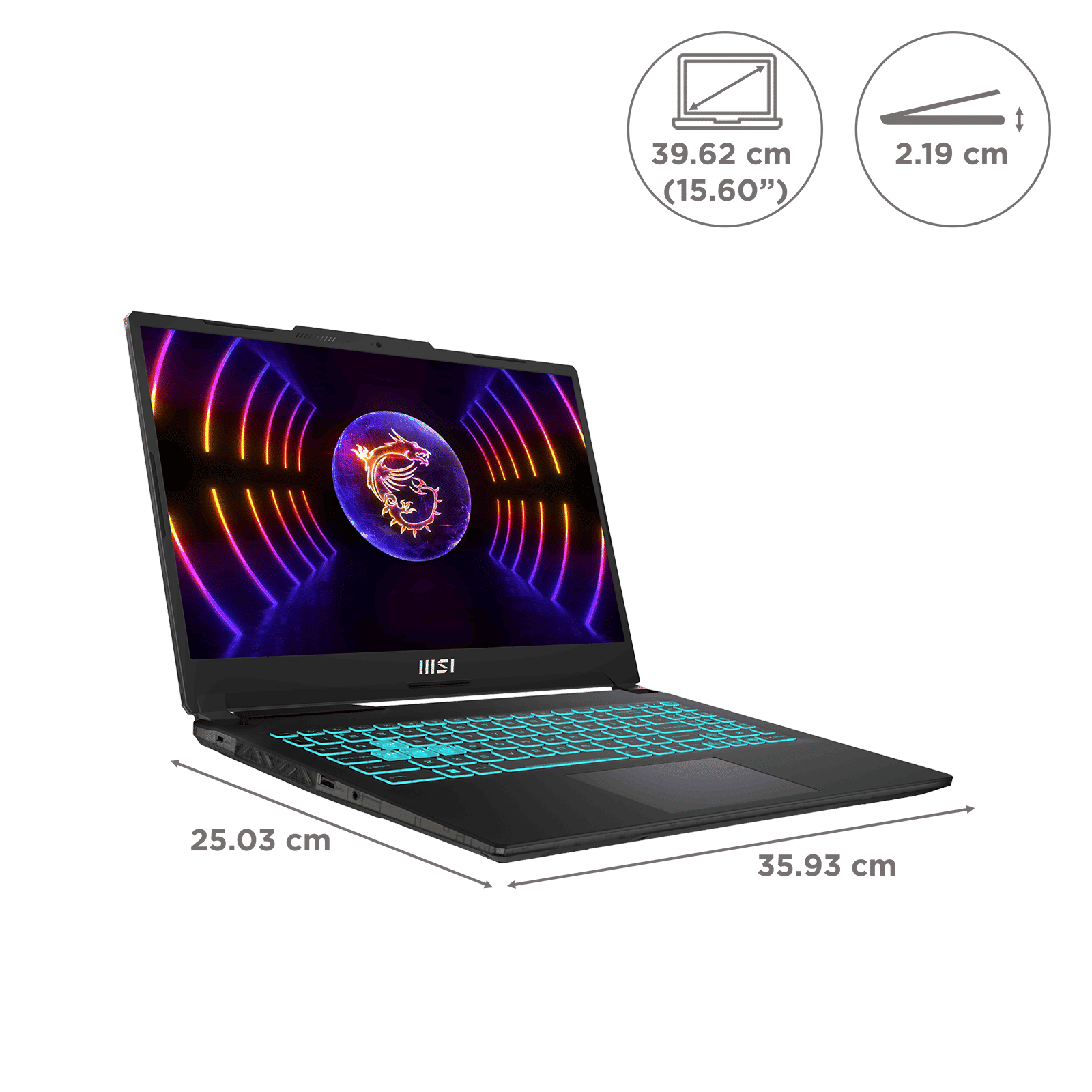 MSI Cyborg 15 A13VFK 1079IN Intel Core i7 13th Gen Gaming Laptop (16GB, 512GB SSD, Windows 11 Home, 8GB Graphics, 15.6 inch 144 Hz FHD Display, NVIDIA GeForce RTX 4060, MS Office Home & Student 2021, Translucent Black, 1.98 KG)_2