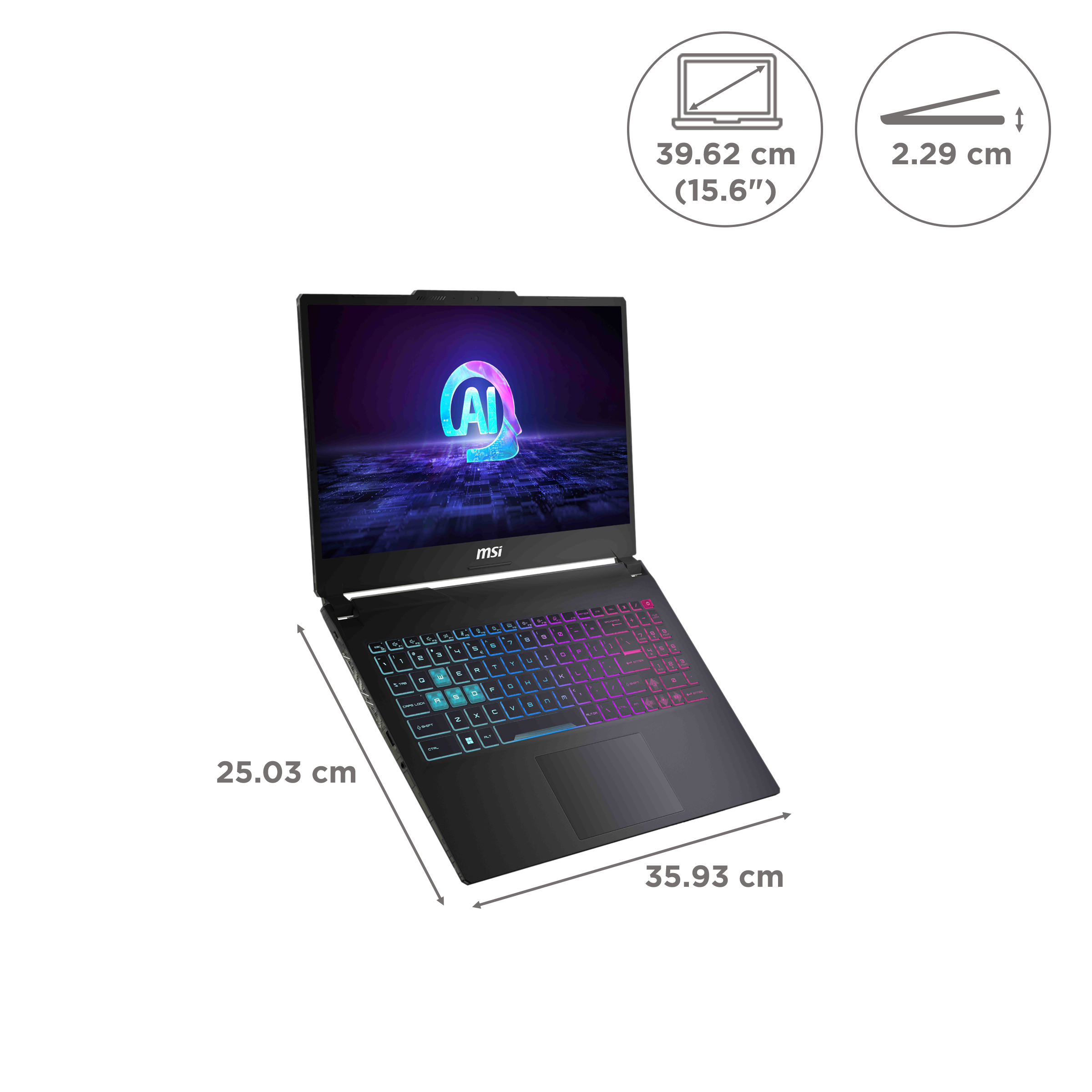 MSI Cyborg 15 AI A1VEK 096IN Intel Core Ultra 7 Gaming Laptop (16GB, 512GB SSD, Windows 11 Home, 6GB Graphics, 15.6 inch 144 Hz FHD Display, NVIDIA GeForce RTX 4050, MS Office Home & Student 2021, Translucent Black, 1.98 KG)_2