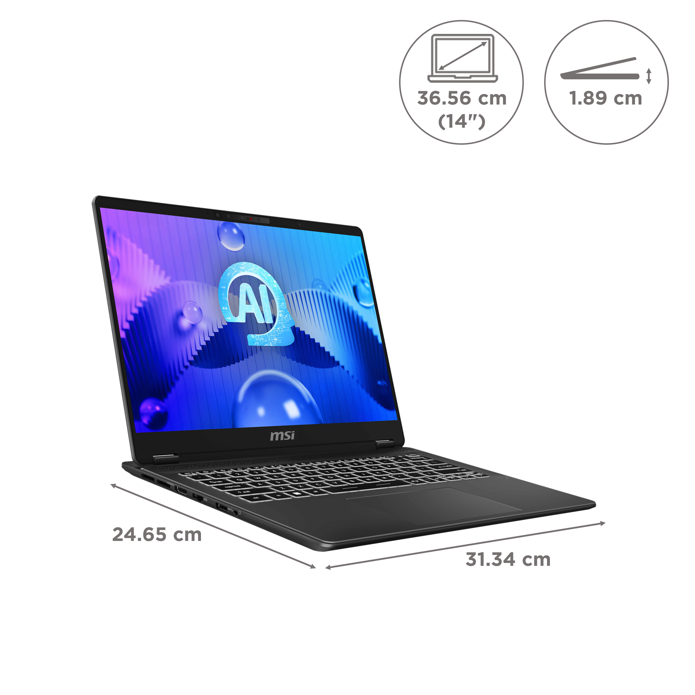 MSI Prestige 14 AI Evo C1MG 058IN Intel Core Ultra 5 Business Laptop (16GB, 512GB SSD, Windows 11 Home, 14 inch FHD Plus Display, MS Office 2021, Stellar Gray, 1.7 KG)_2